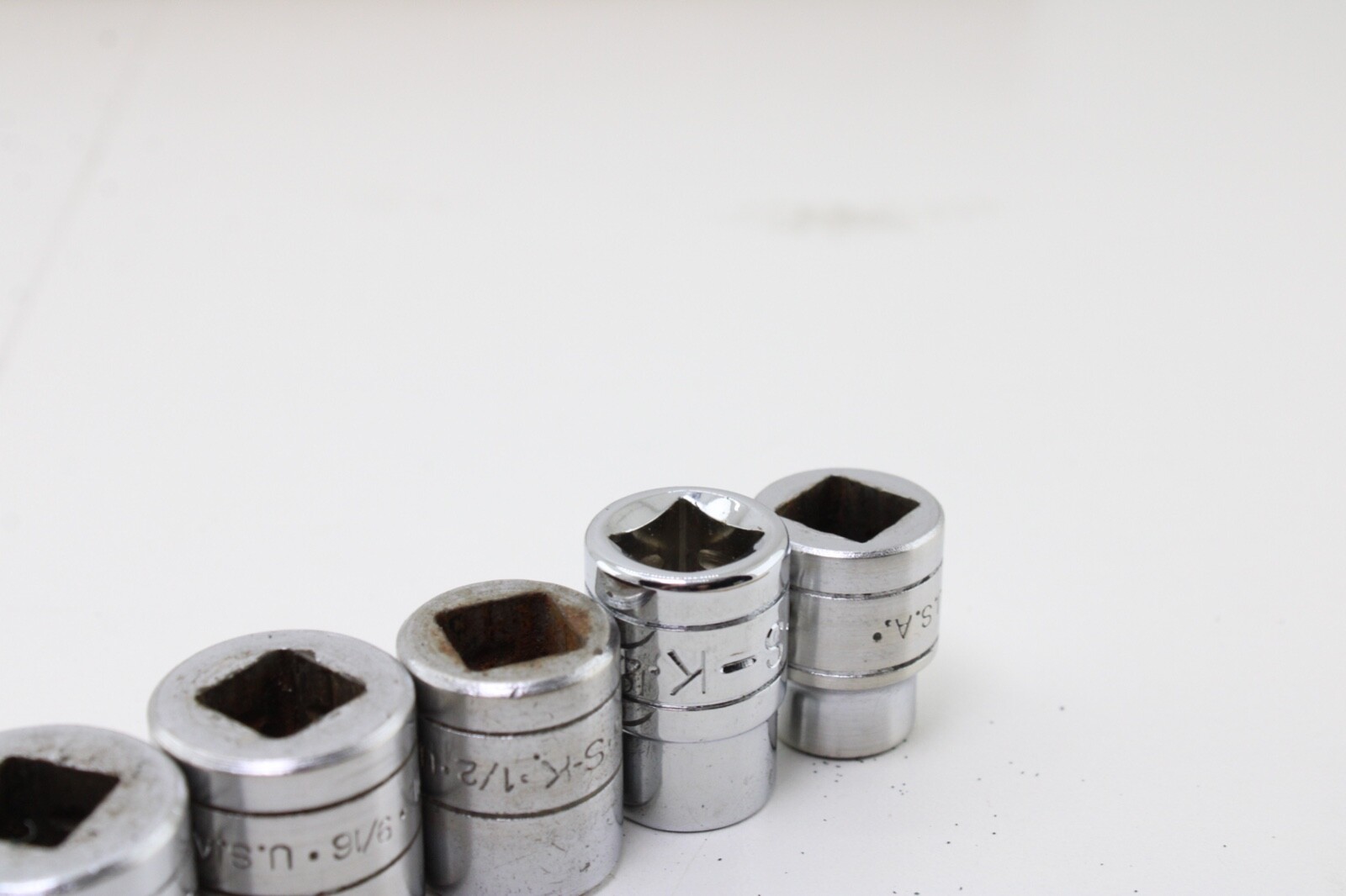 S-K Tools 45128-45112 7/8″-3/8″ 3/8″ Drive 9 Piece 12/6 Point Sockets Set USA
