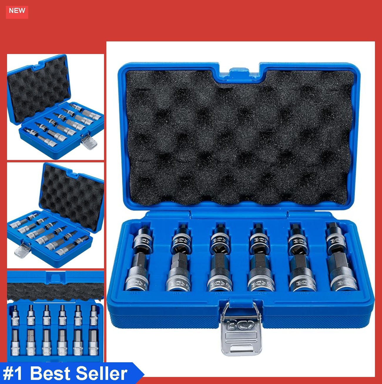 Hex Socket Bit Set 12.5mm 1/2 Inch Drive 12 Pieces Chrome Vanadium Steel