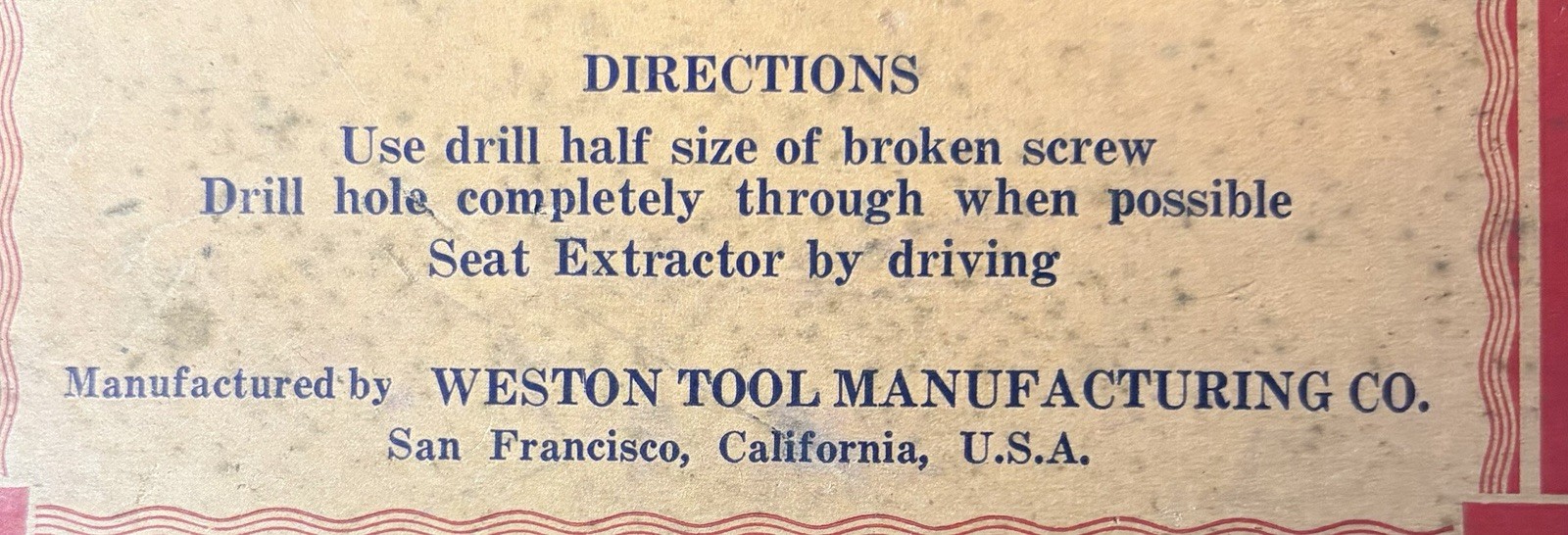 Vtg Weston Screw Extractor Set Forged Tool Steel, Tempered, SF California USA
