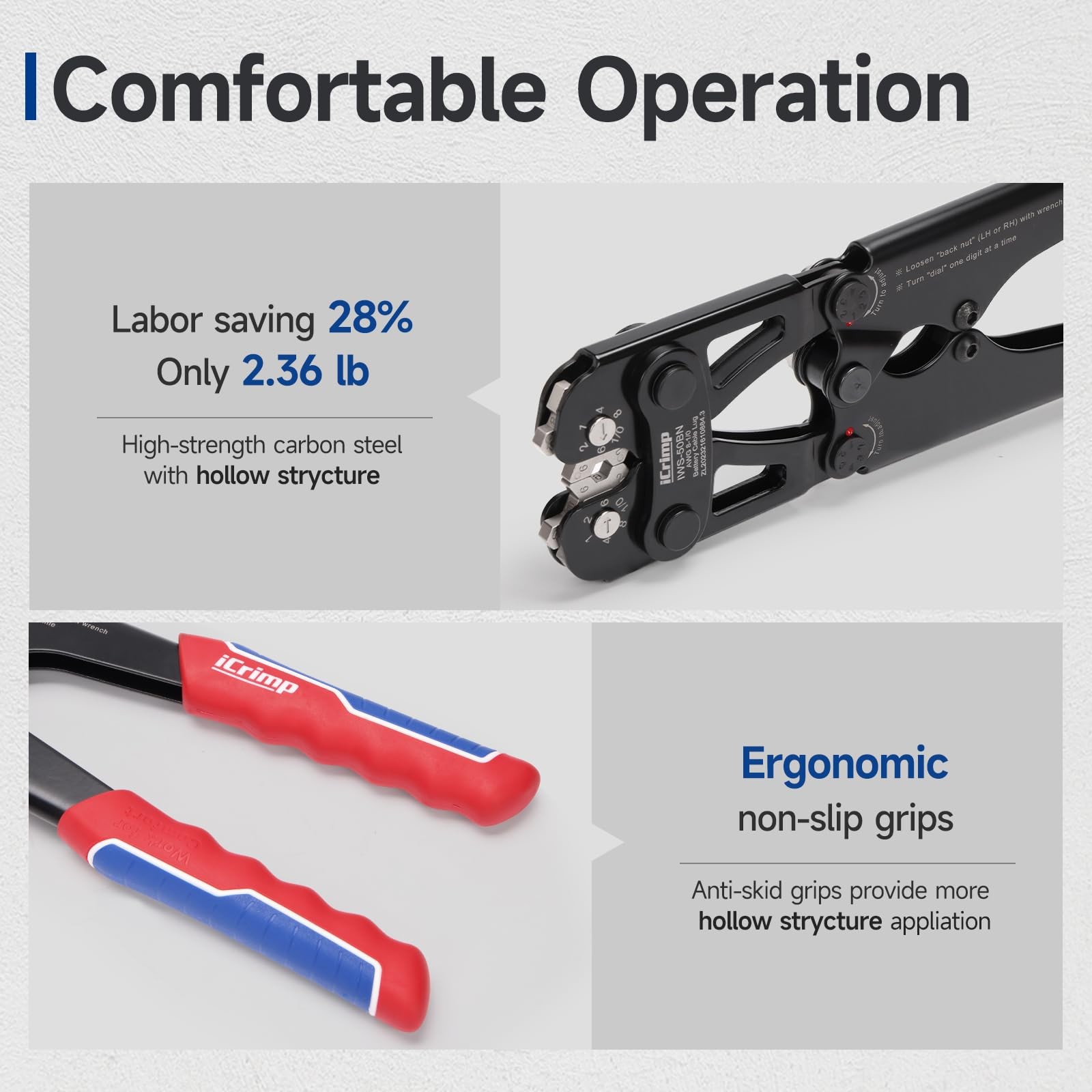 Battery Cable Lug Crimping Tool Kit 8-1/0 AWG 63 Copper Lugs 25 Heat Tubes