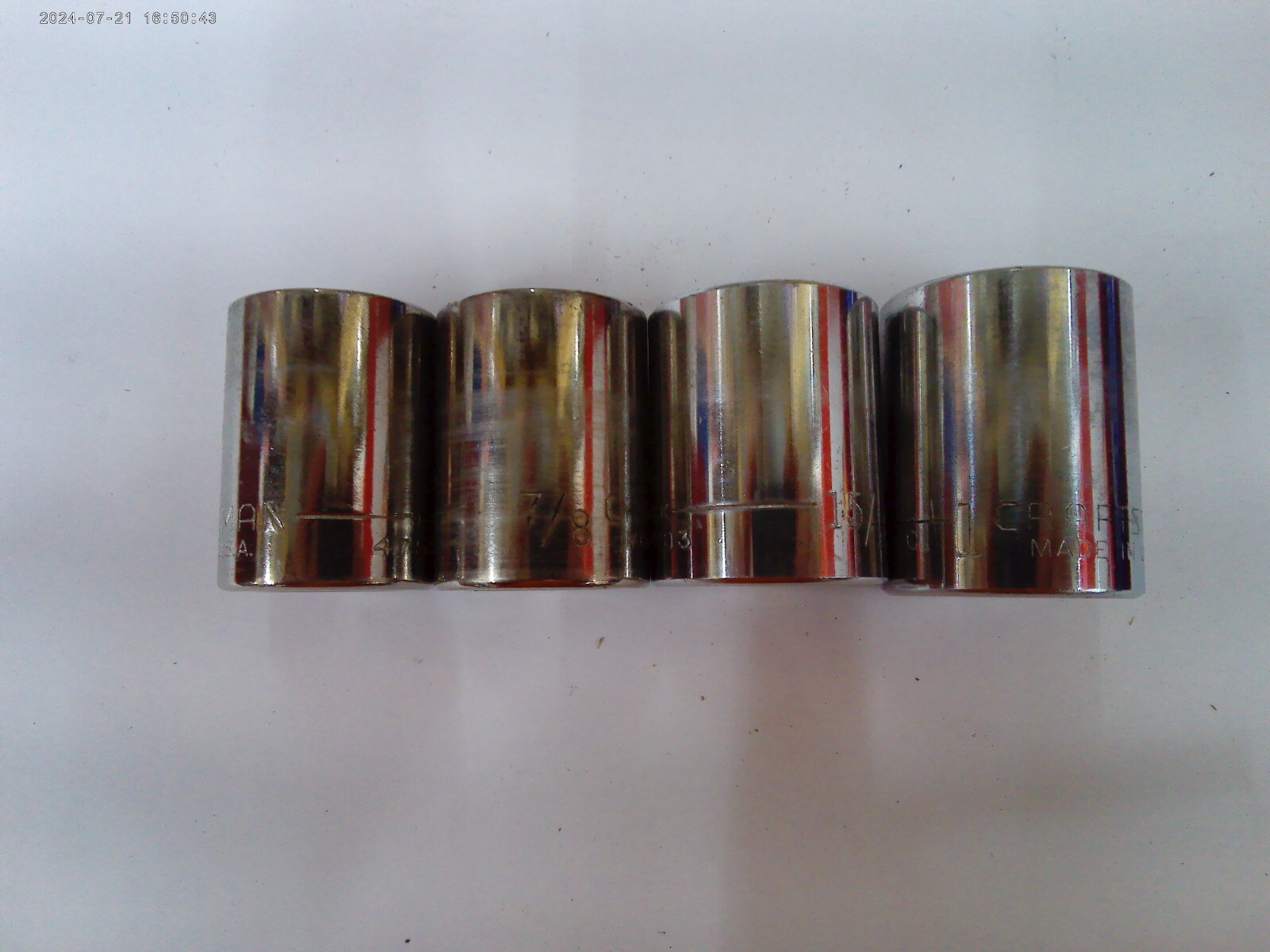 USA Craftsman 4 Sockets 13/16”7/8”15/16” 1 12 Point 1/2” Drive SHALLOW BIN F/S