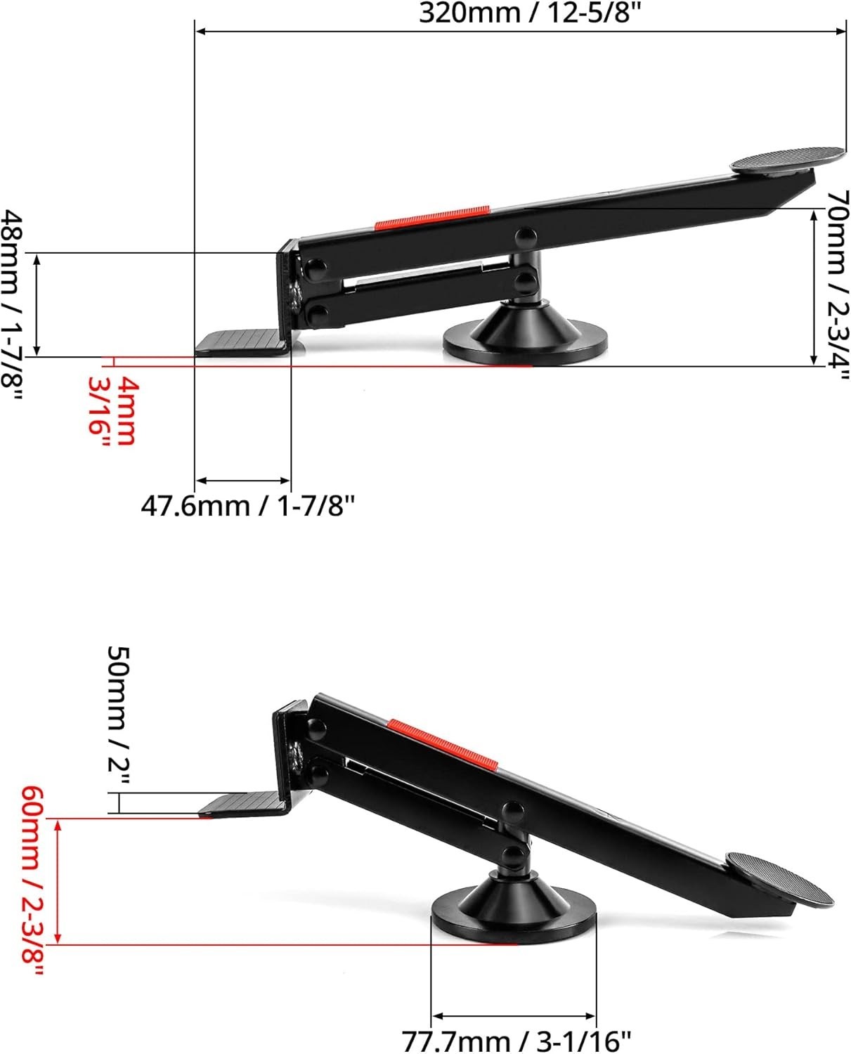 Durable Door Lifter Tool Black Metal Swivel Install Panel Carpenter Aid Strong