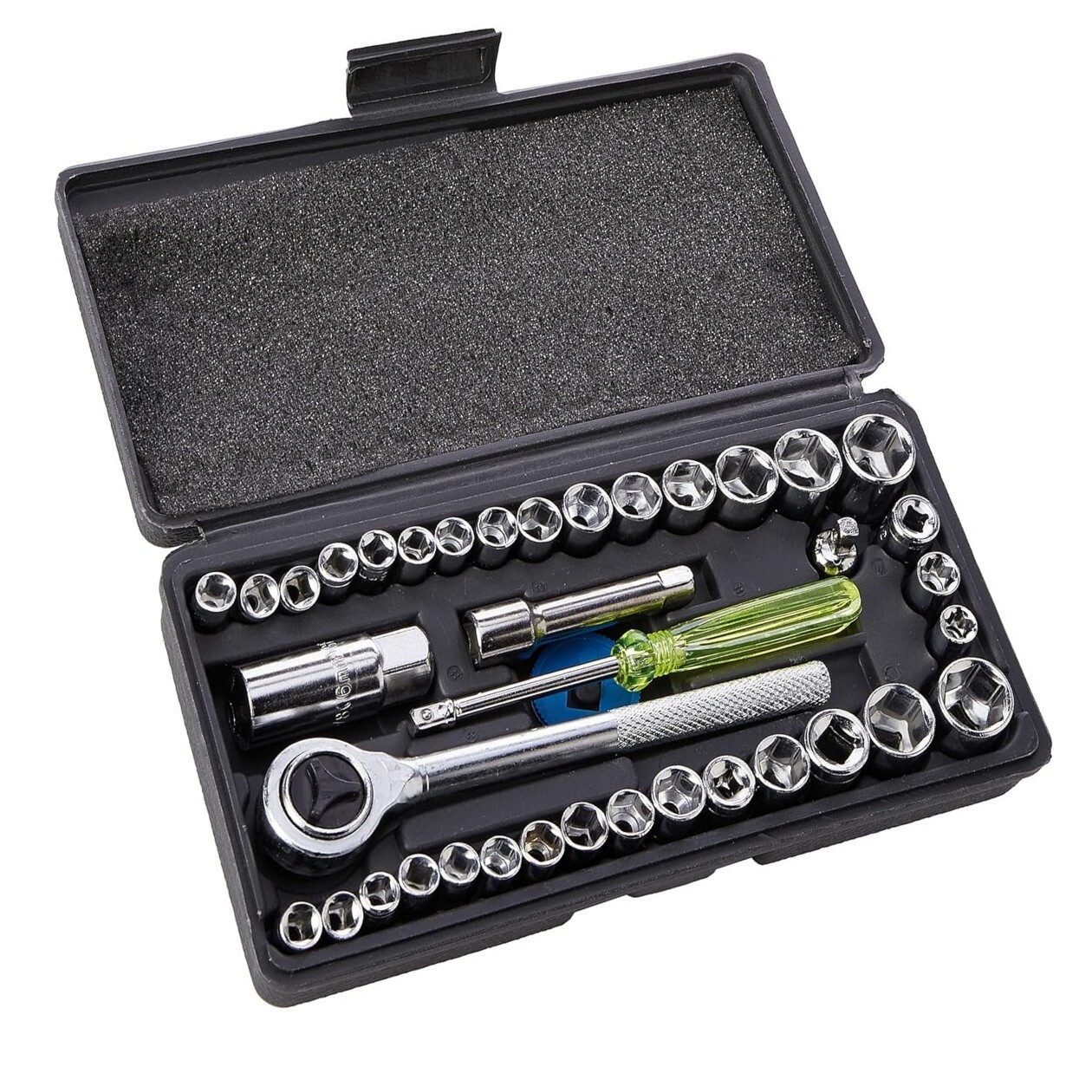 40-Piece Socket Set 1/4″ and 3/8″ Ratchet Drive with Metric & Imperial Sockets