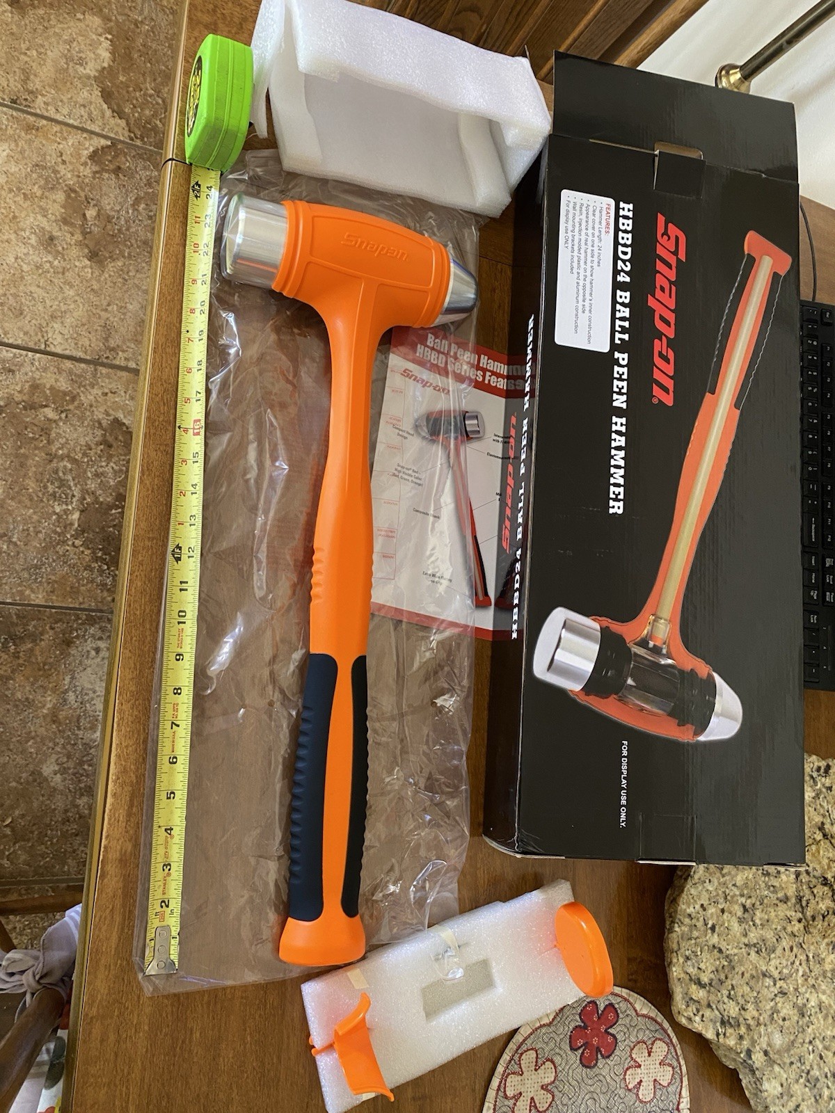 orange huge large 24 demo display promotion tool SNAP ON HBBD24 BALL PEEN HAMMER