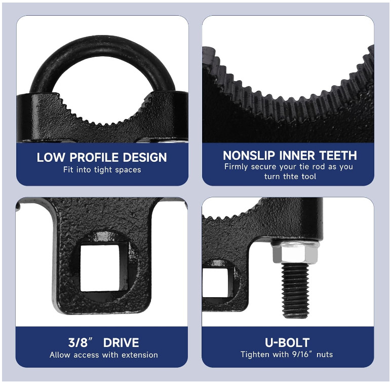 Inner Tie Rod Removal Tool, 27–44mm Hex Wrench with 1/2» Drive for Vehicles
