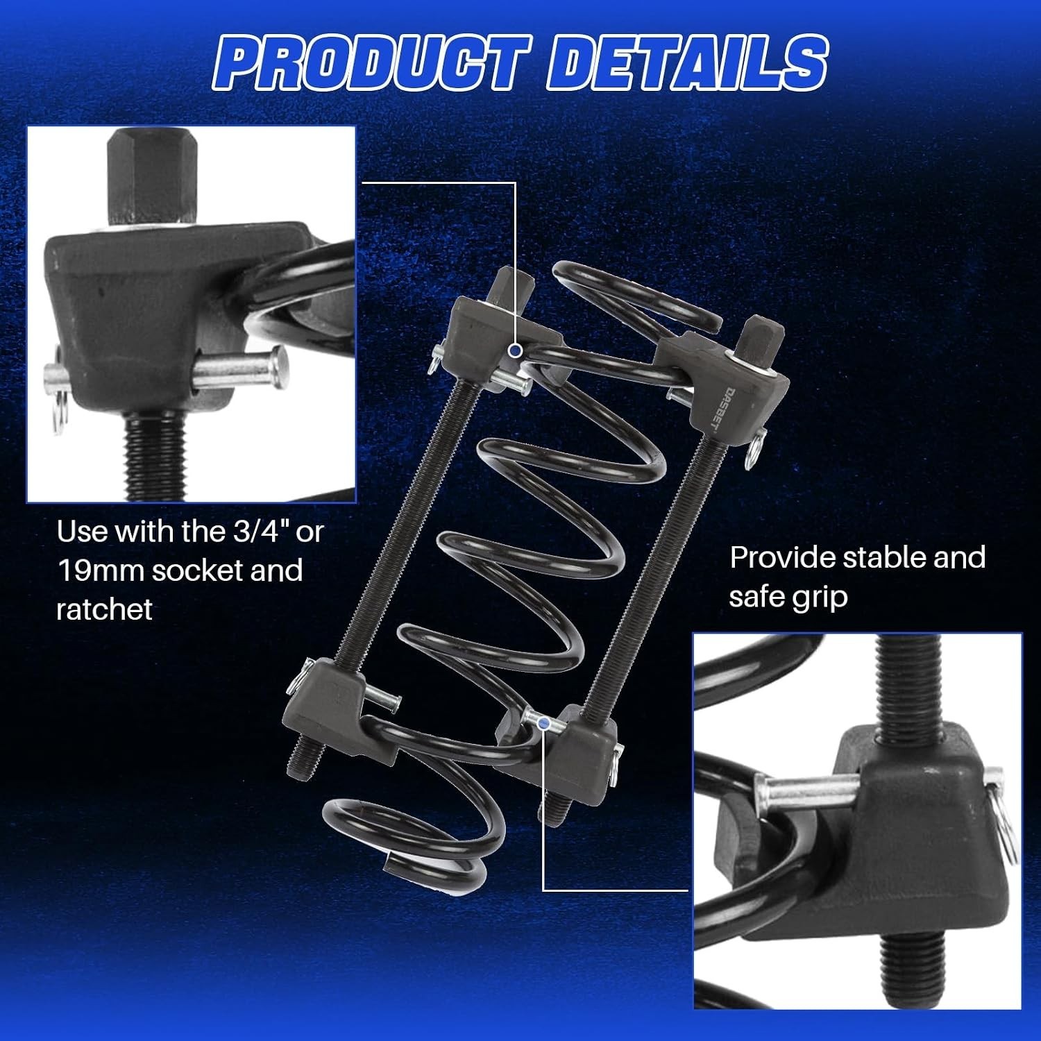 Efficient Blue Coil Spring Compressor with Heat-Treated Design & Storage Box