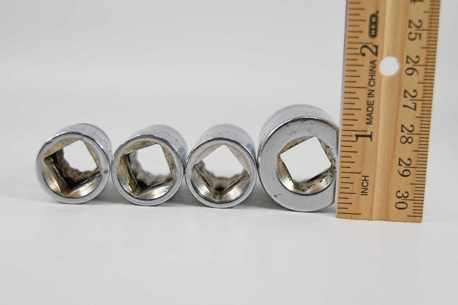 Lot of 4 Craftsman Tools VV Series Sockets 13 14 15 22 mm Metric 1/2″ Drive USA