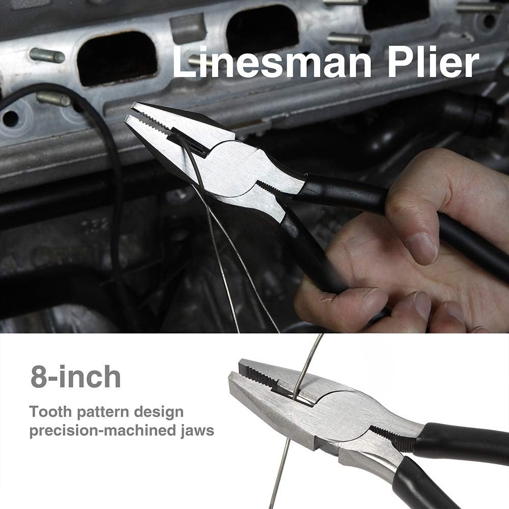Pliers Set, Hand Tools for Precision, Set of 4, Black and Silver