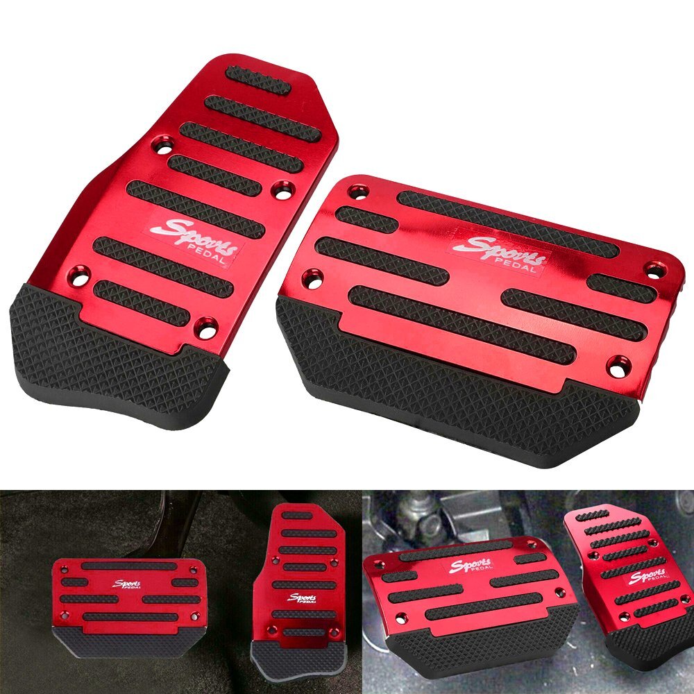 Automatic Non-Slip Gas Foot Brake Pedal Pad Cover Set Accessories Universal Red