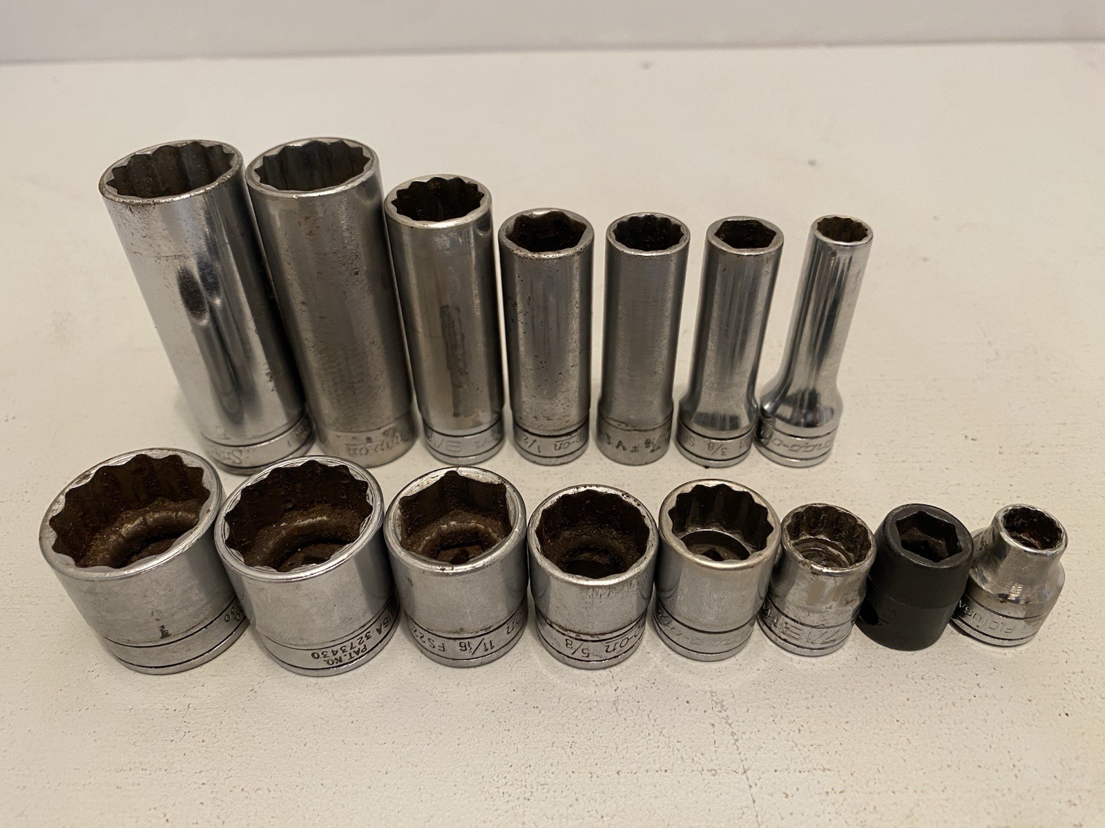 Snap-On Tools 3/8”-Dr 15pc 6pt & 12pt Deep / Shallow Socket Set 5/16” – 7/8”