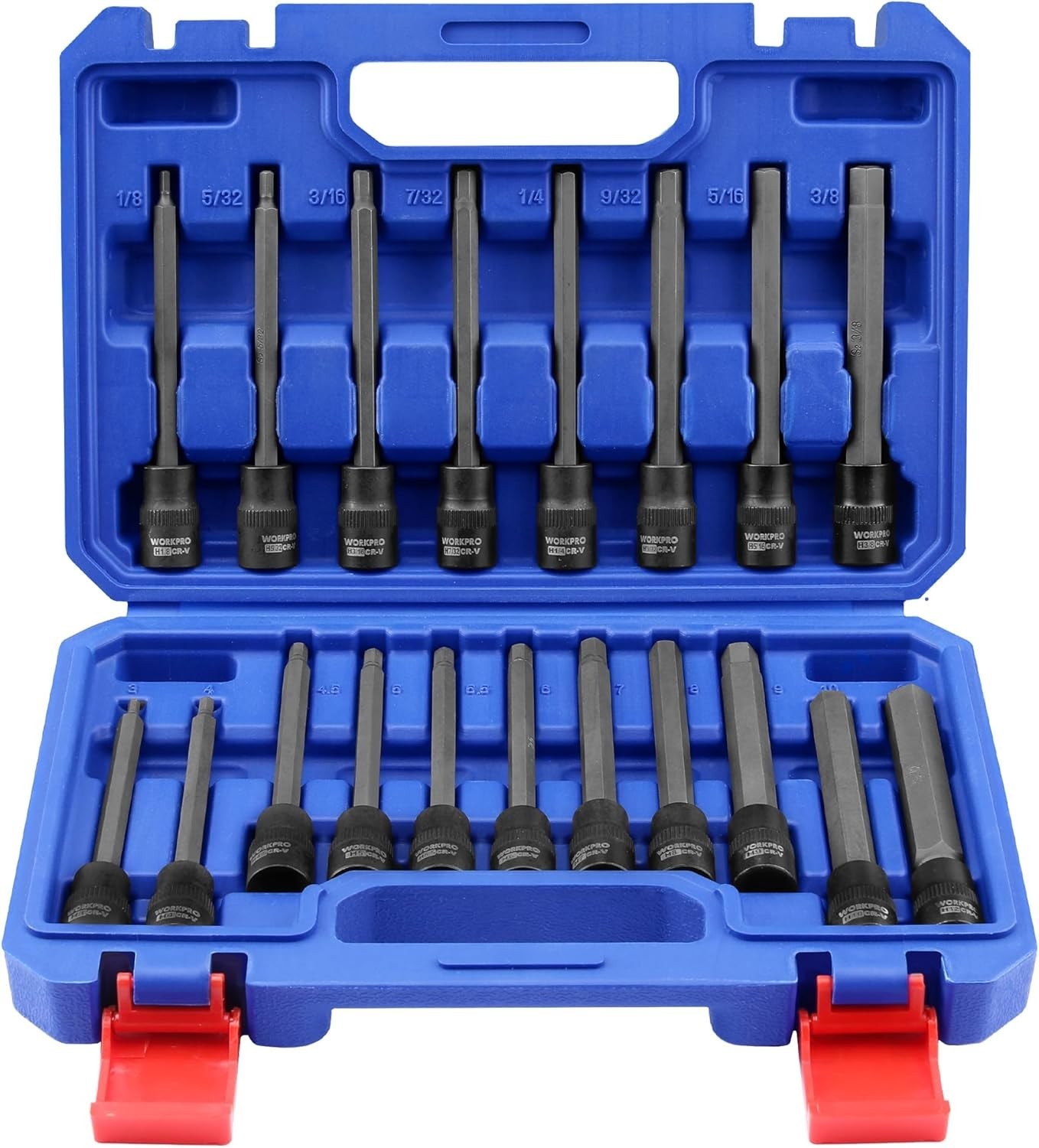 19-Piece Extra Long Hex Bit Socket Set with S2 Steel Construction