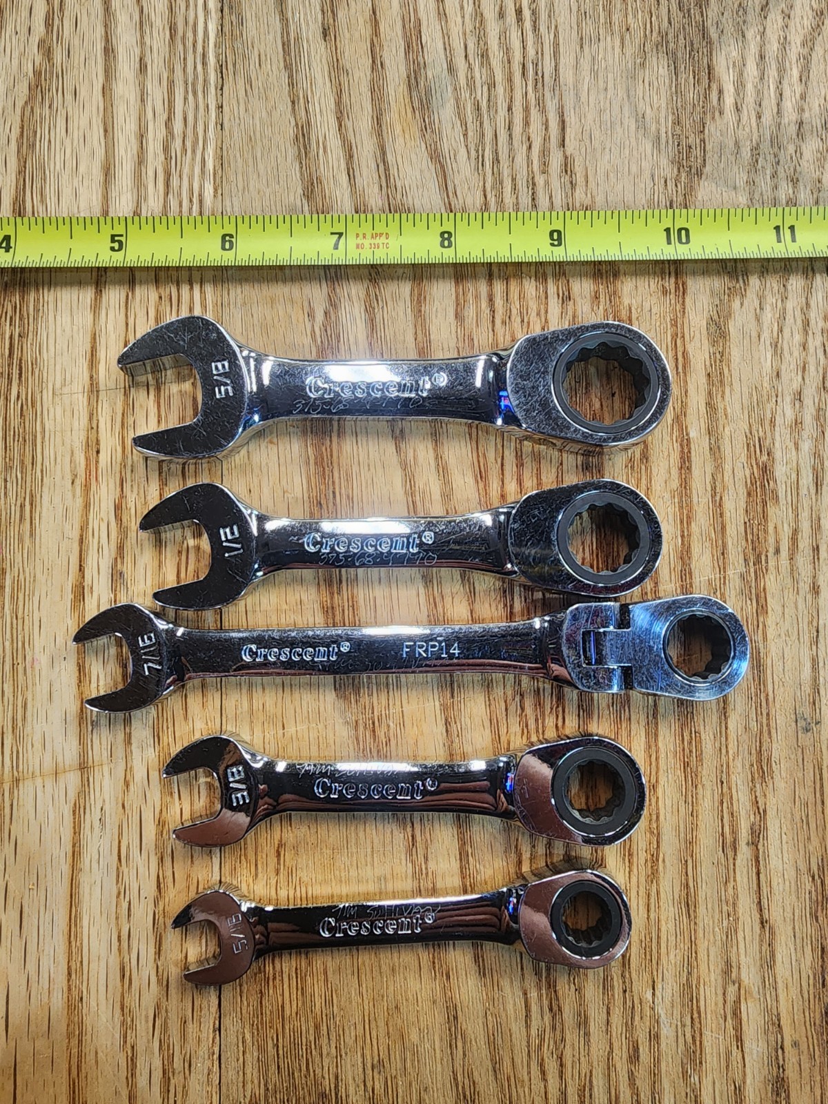 Stubby CRESCENT brand SAE Ratchet Wrench Set Vintage FRP SFR USA Standard Pivot
