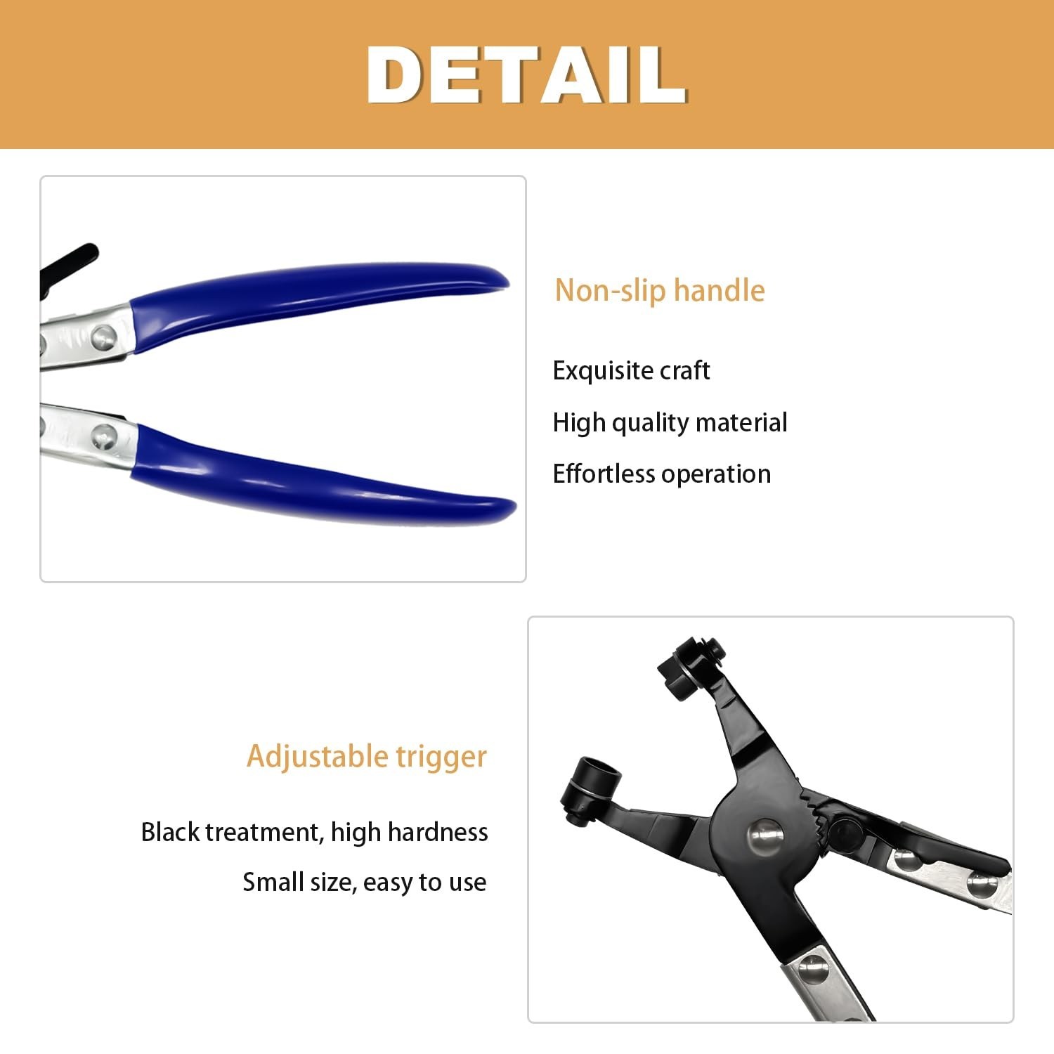 Automotive Hose Clamp Pliers with Swivel Flat Band & Zinc Clamps