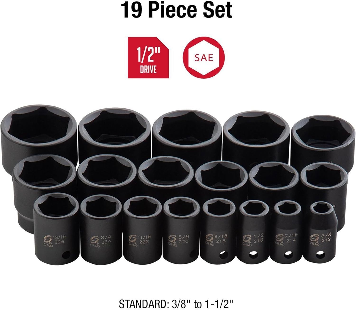 Impact Socket Set 1/2″ Drive, Radius Corner Design