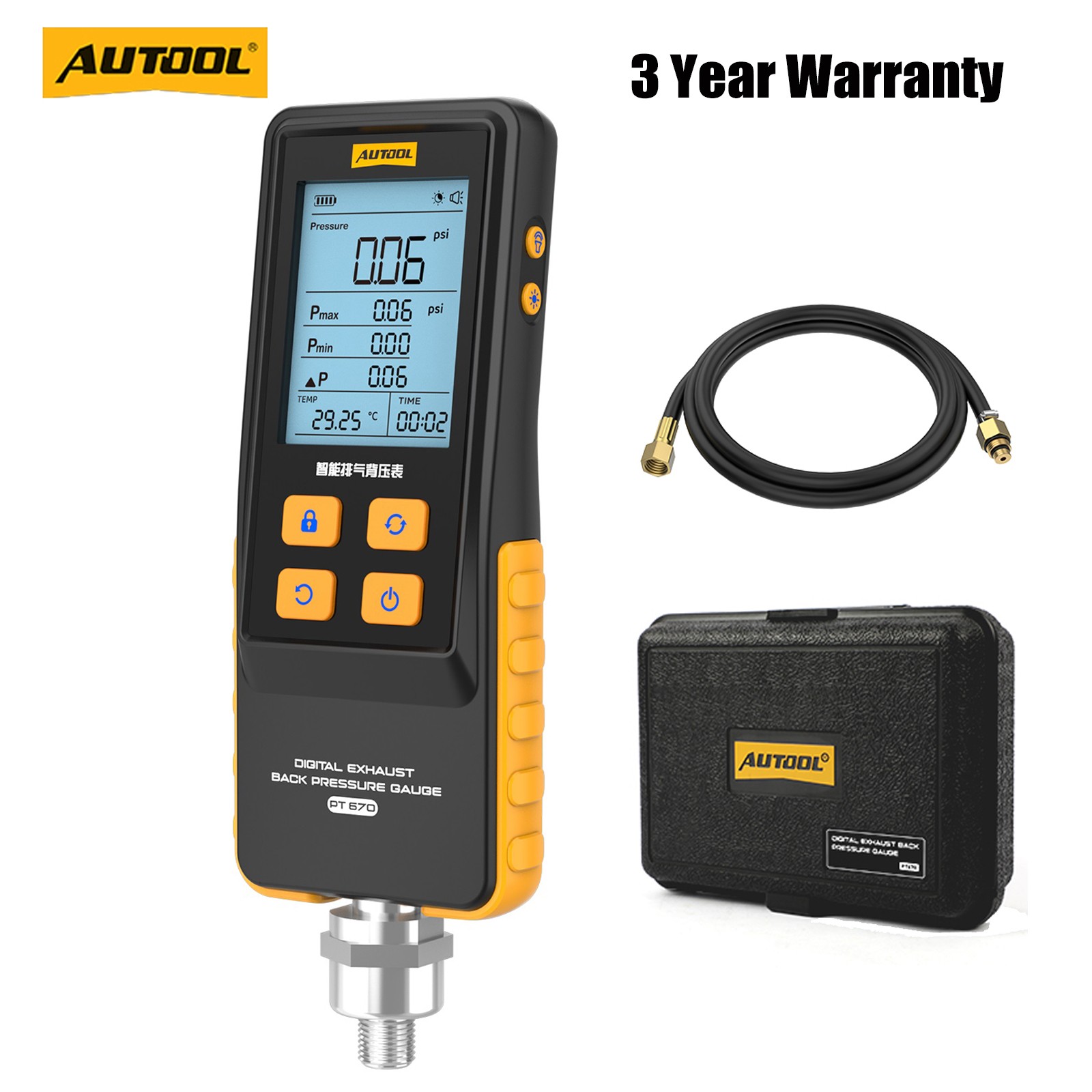 AUTOOL Digital Exhaust Back Pressure Tester Gauge Catalytic Converter Diagnostic