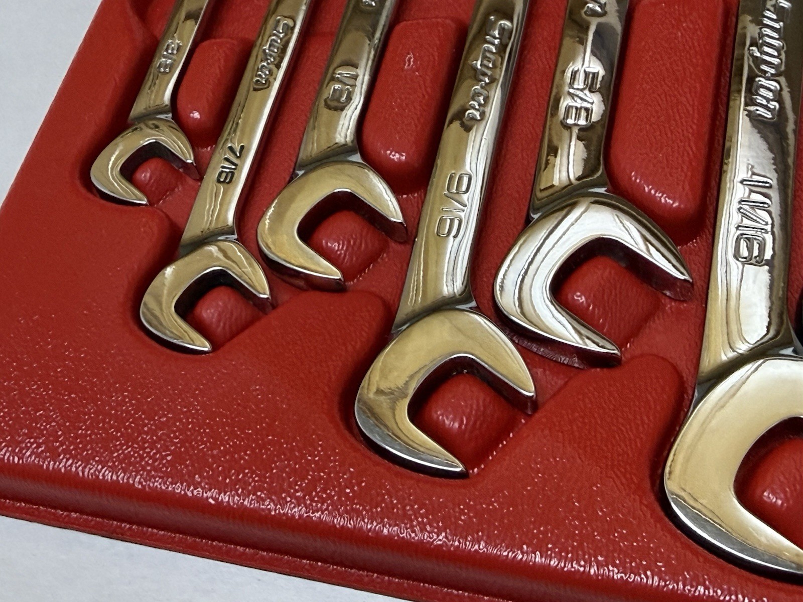 USA Snap-On 7 pc SAE 4-Way Angle Open End Wrench Set 3/8 – 3/4″ VS807B Nice!