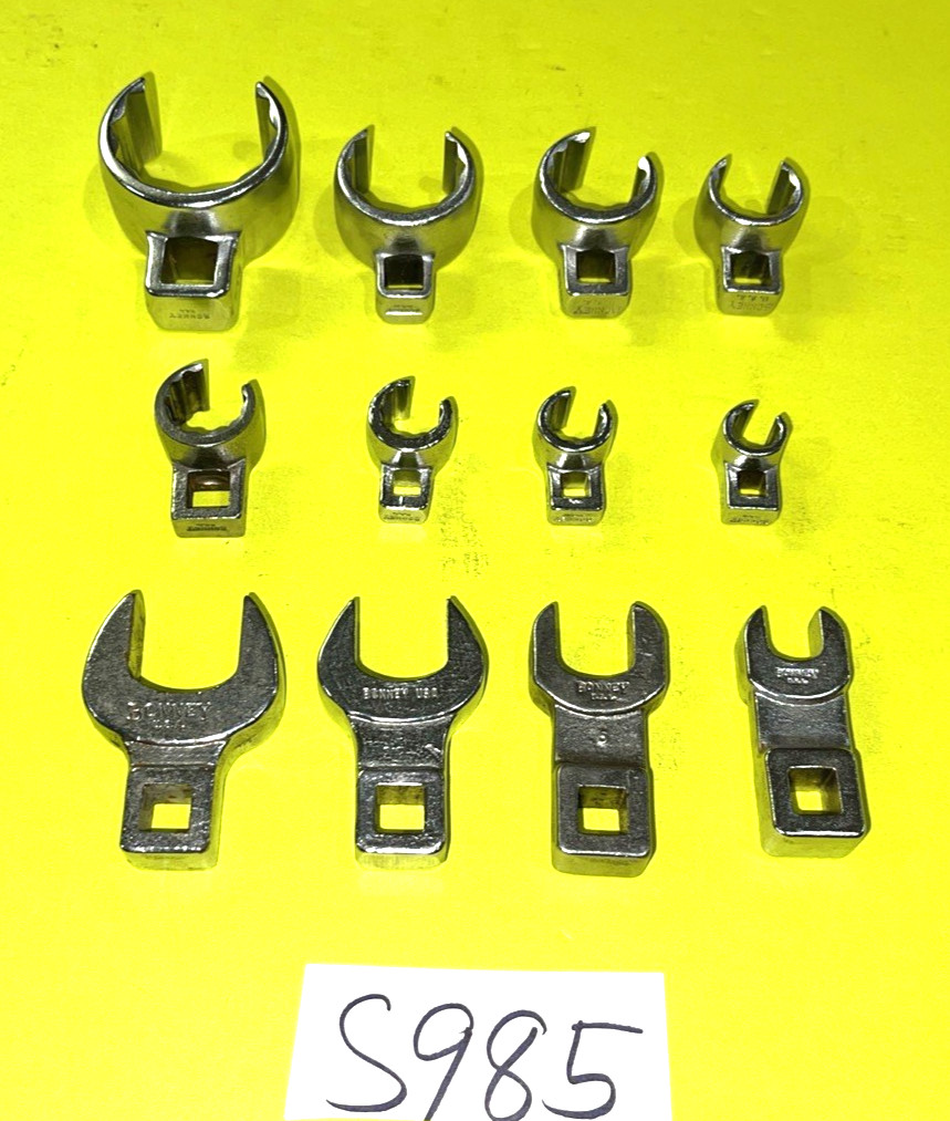 BONNEY TOOLS VINTAGE 12 PIECE MULTI DRIVE VARIOUS TYPES OF CROWFOOT WRENCHES