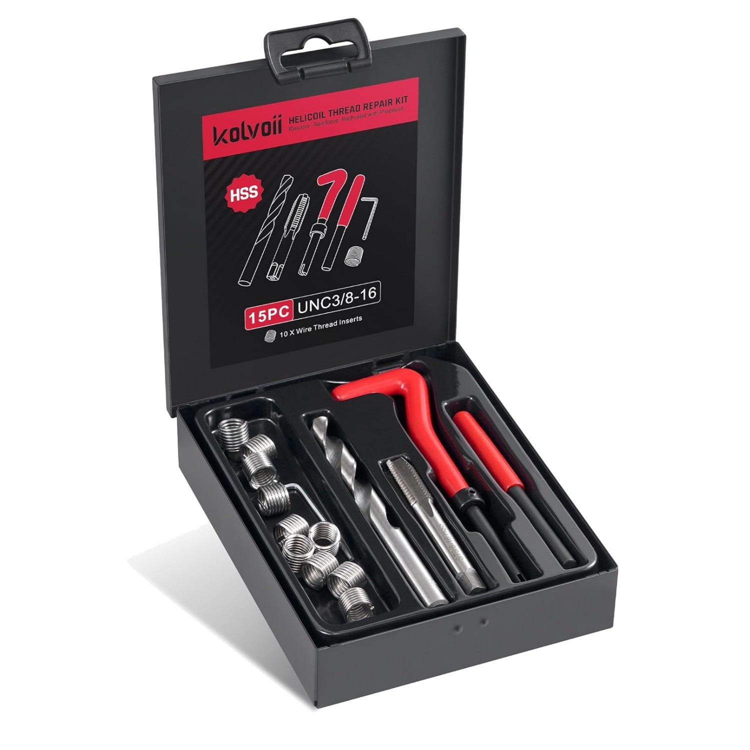 3/8-16 Helicoil Repair Kit – Complete with Drill Bits, Tap & Installation Tools