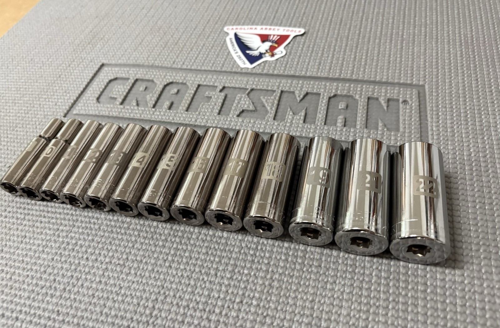 NOS Sears Craftsman USA 3/8” Drive 13pc Easy Read Deep Socket Set 9-22mm Rare!