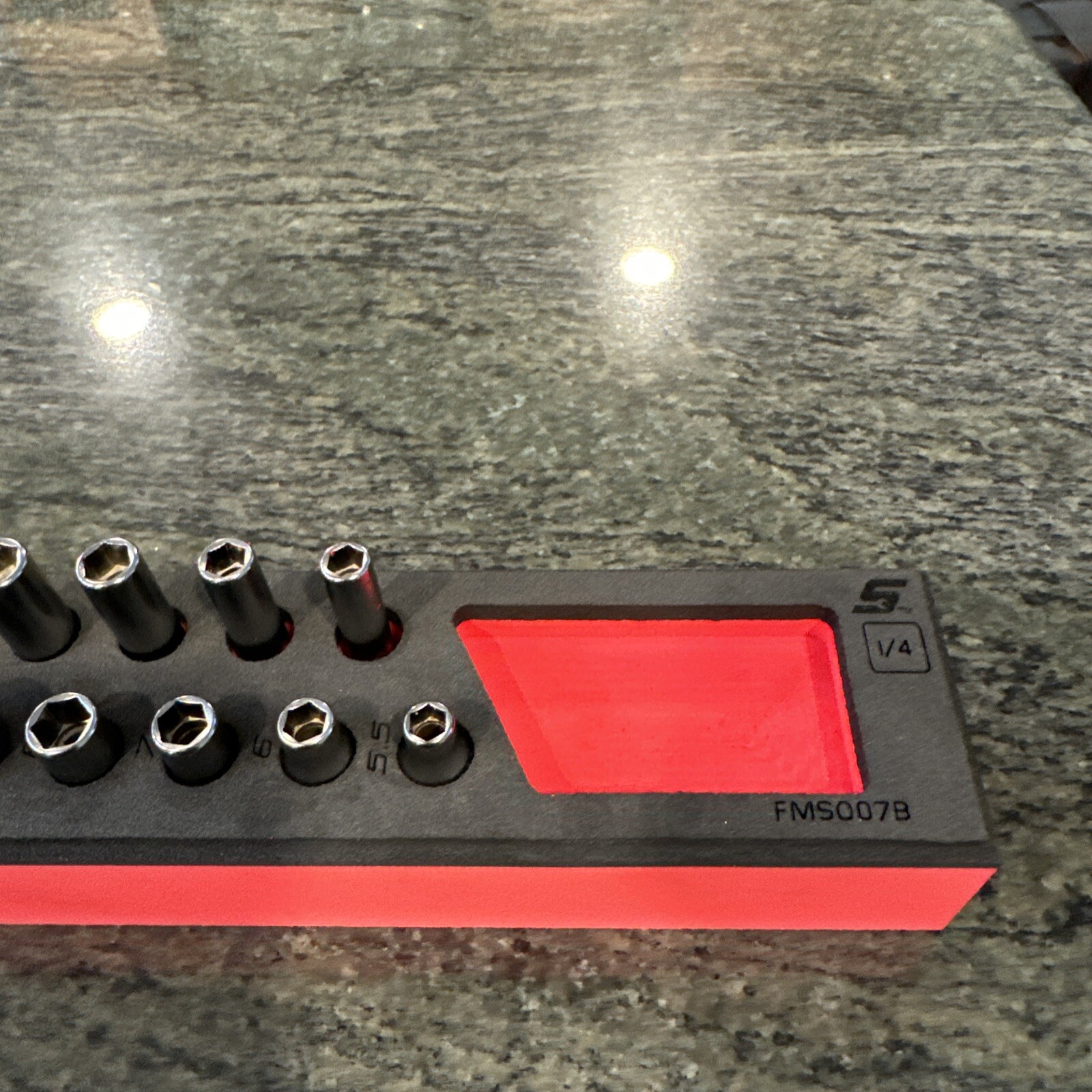 Snap-on 122sttmmfr 5.5-15mm shallow deep 1/4 drive 22 pc foam socket set red new