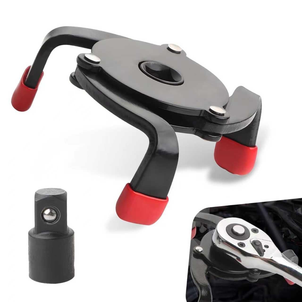 3/8 Inch 3Jaw Oil Filter Wrench Flat OneWay Adjustable Tool Black