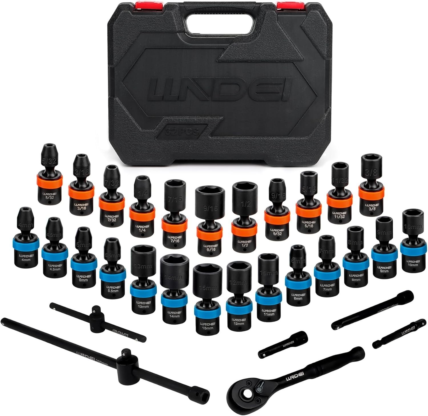 33-Piece 1/4-Inch Drive Swivel Socket Set – CR-MO Steel – Lifetime