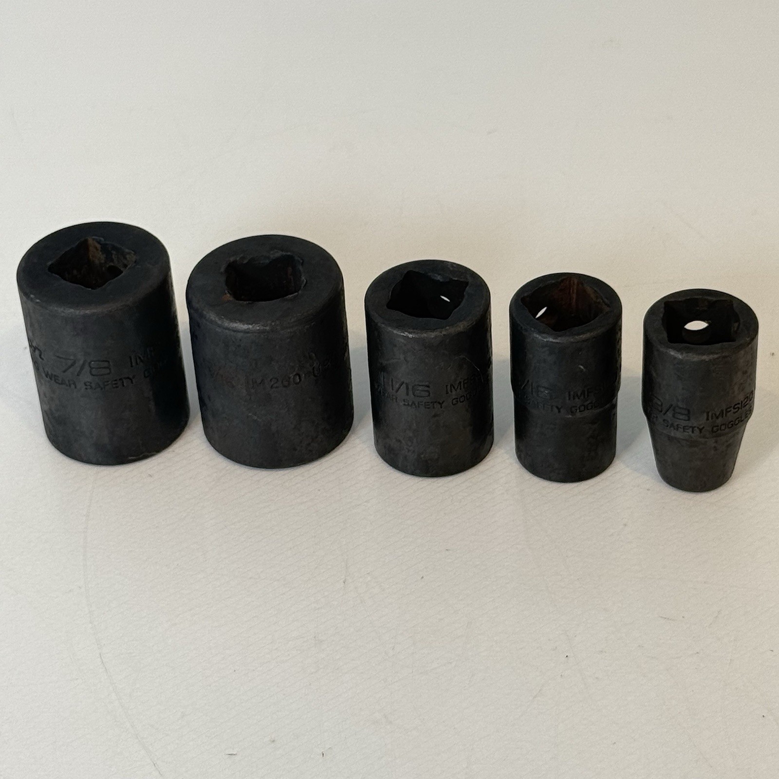 Snap On 1/2″ Drive 7/8″ 13/16″ 11/16″ 7/16” 3/8” Shallow Impact Sockets Lot of 5