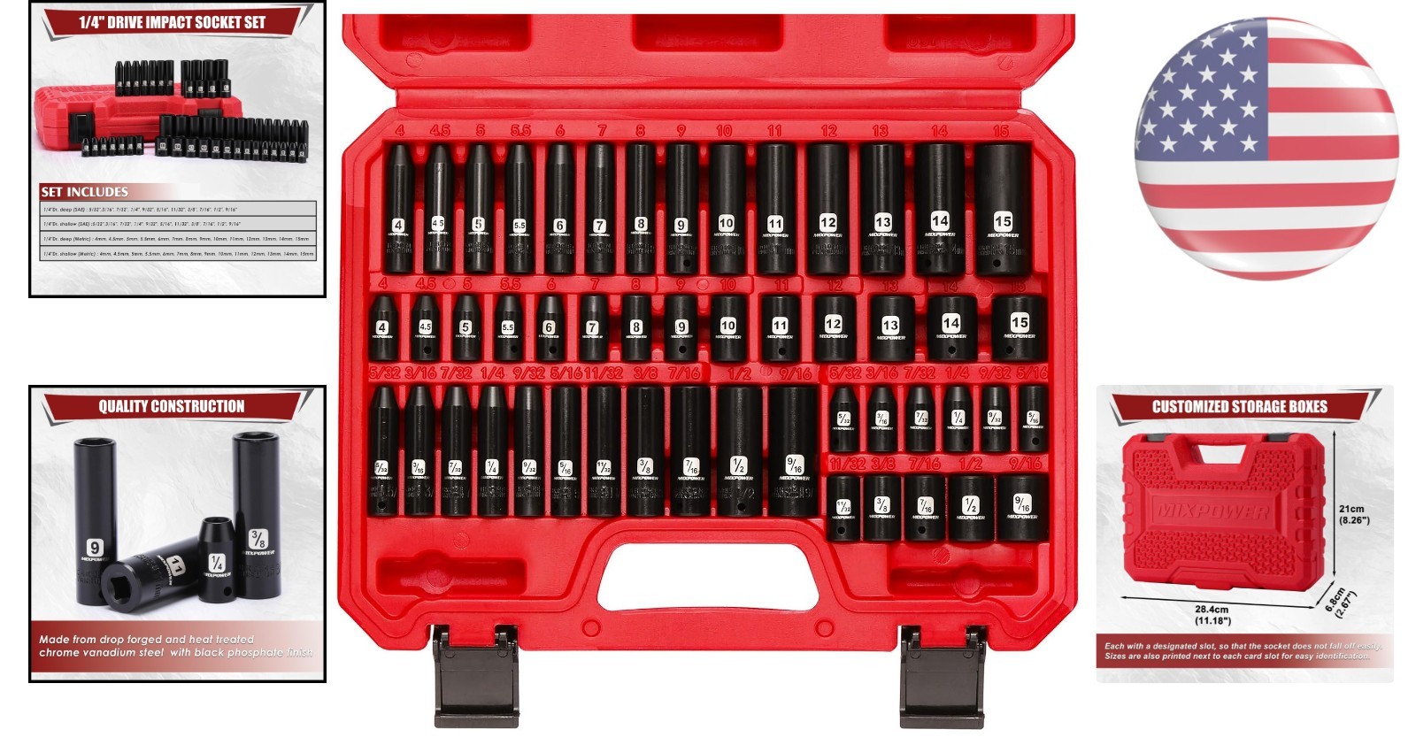 Comprehensive 50-Piece 1/4″ Dr. Socket Set with High-Torque 6-Point Design