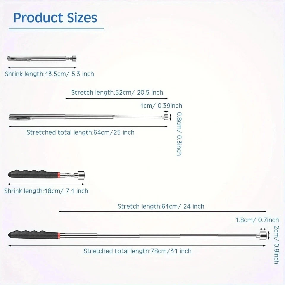 Telescopic Magnetic Pick Up Tool Long Reach Magnet Extendable Extending 3lb Pen