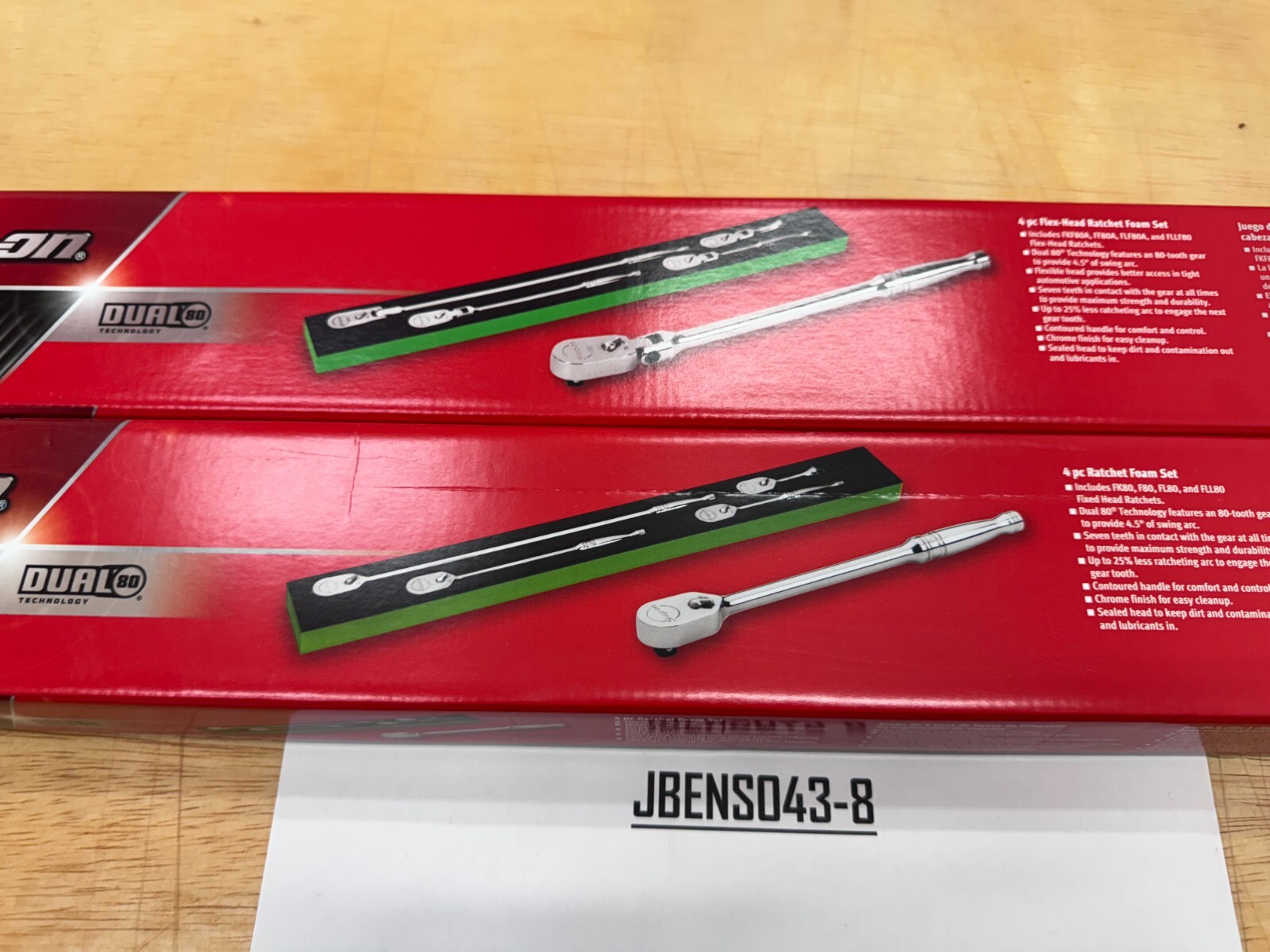 Snap-on Tools USA NEW GREEN 8pc 3/8″ Drive Chrome Fixed & Flex Ratchet Foam Sets