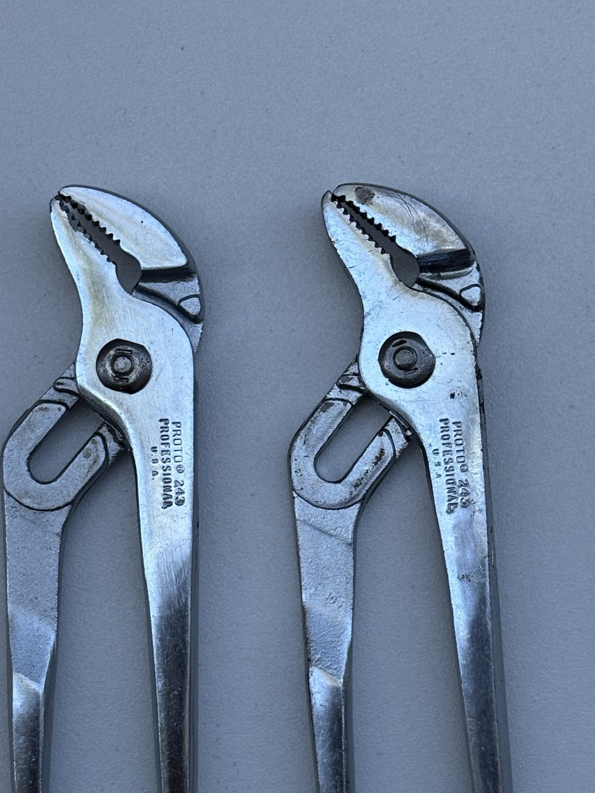 Lot of 2 Proto 243 10″ Adjustable Slip Joint Pliers Made in USA