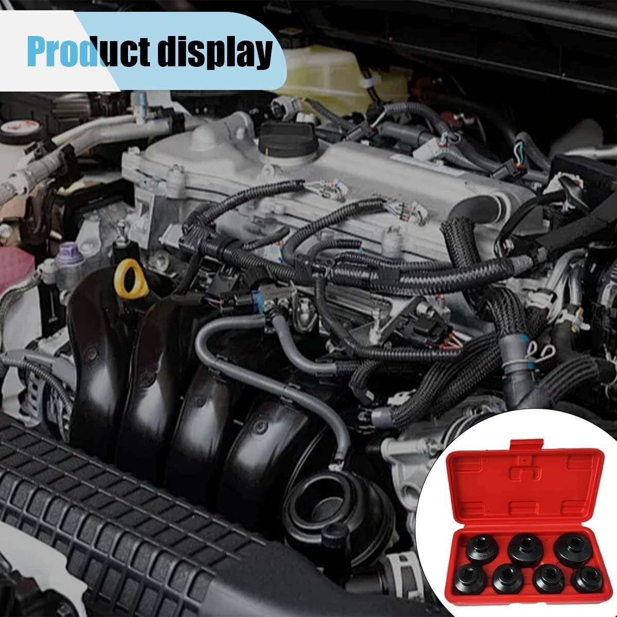 7Pcs 3/8″ Drive Oil Filter Socket Set Cap Wrench Removal Installer Tool Kit New