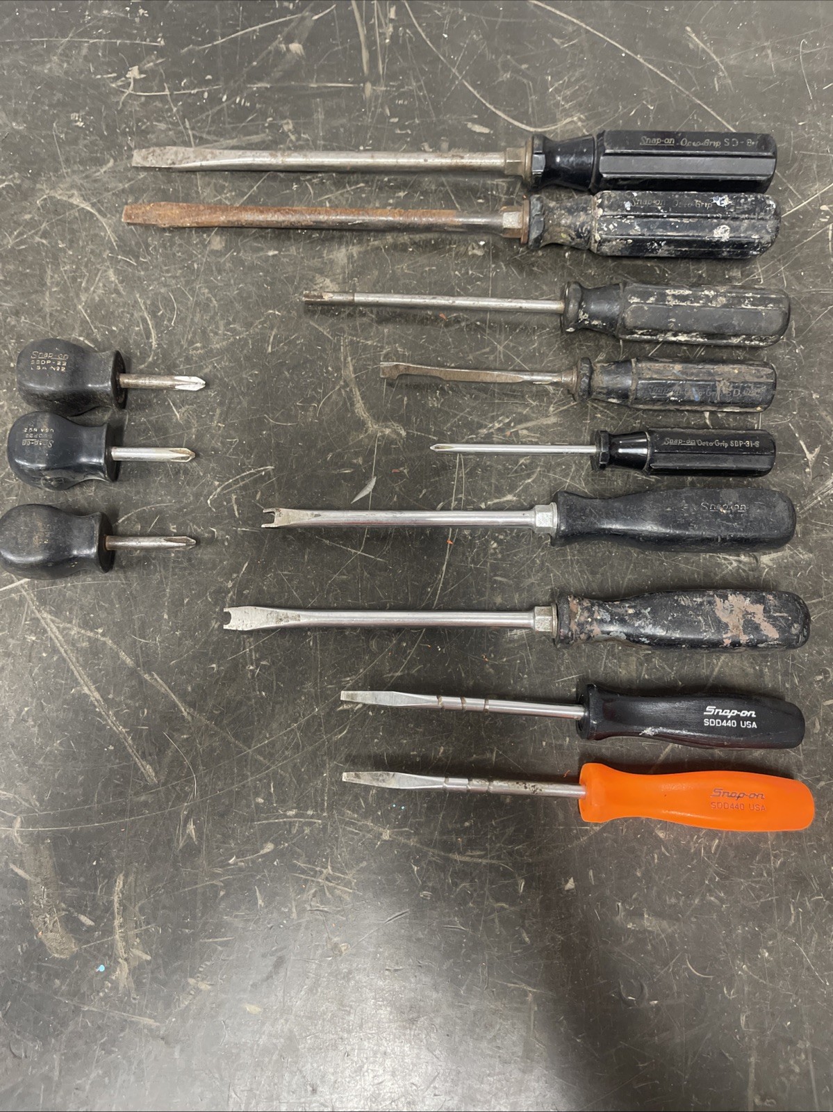 Snap-On Screwdriver Lot (12 Pieces) Stubby, Long, Octo, Square Grip, Assorted