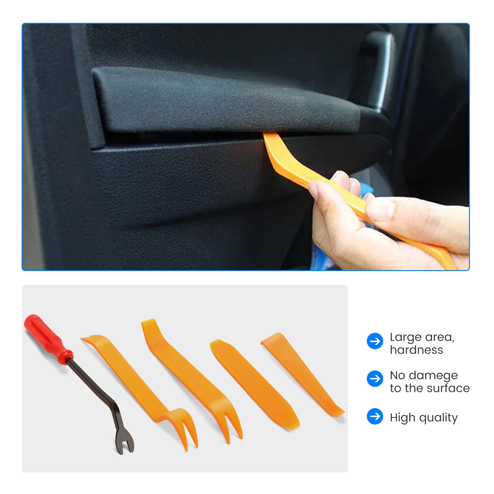 5 Auto Trim Removal Tool Kit Car Panel Door Window Fastener Remover Pry Tool Set