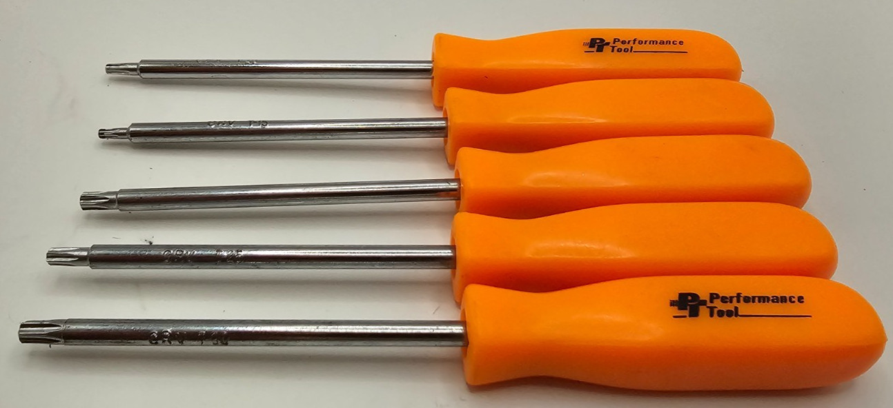 Vintage Performance Tool 5-piece T15 to T30 Dipped Handle Torx Screwdriver Set