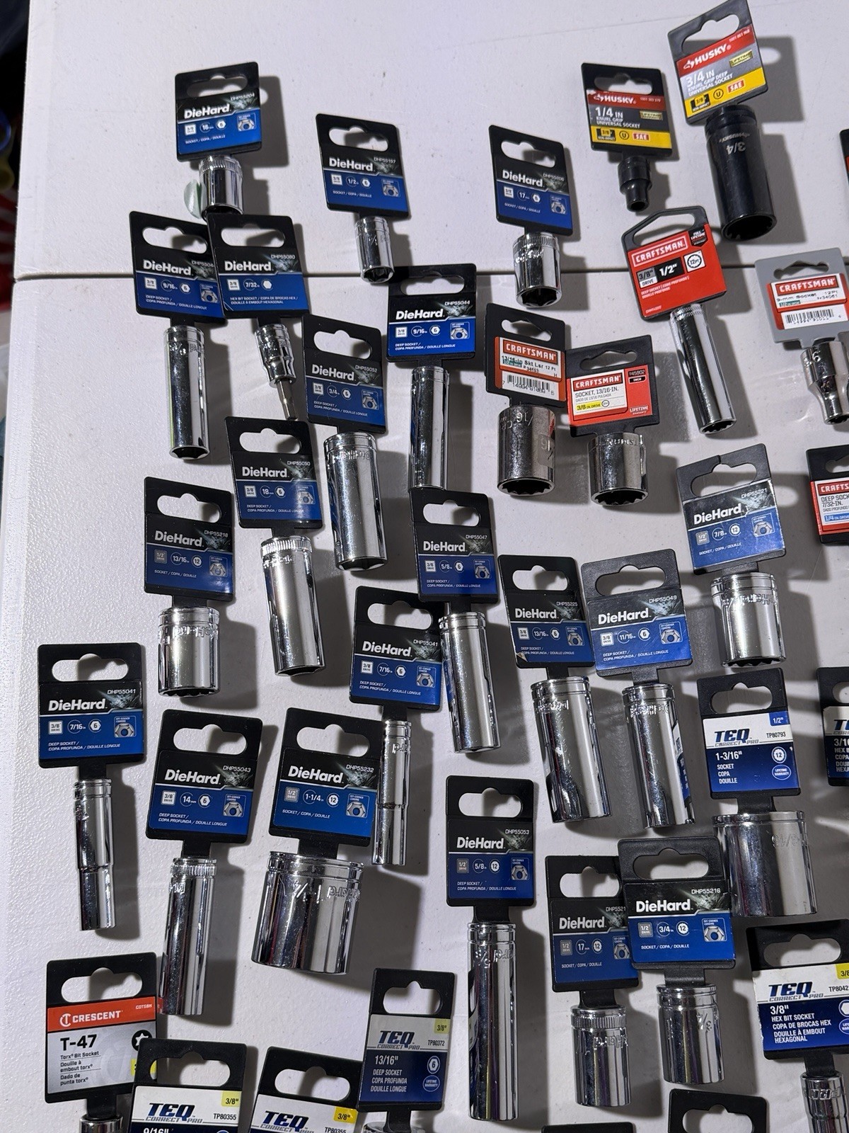 New Lot 60pc Mechanics Sockets Husky Craftsman DieHard TEQ 3/8 1/2 Drive
