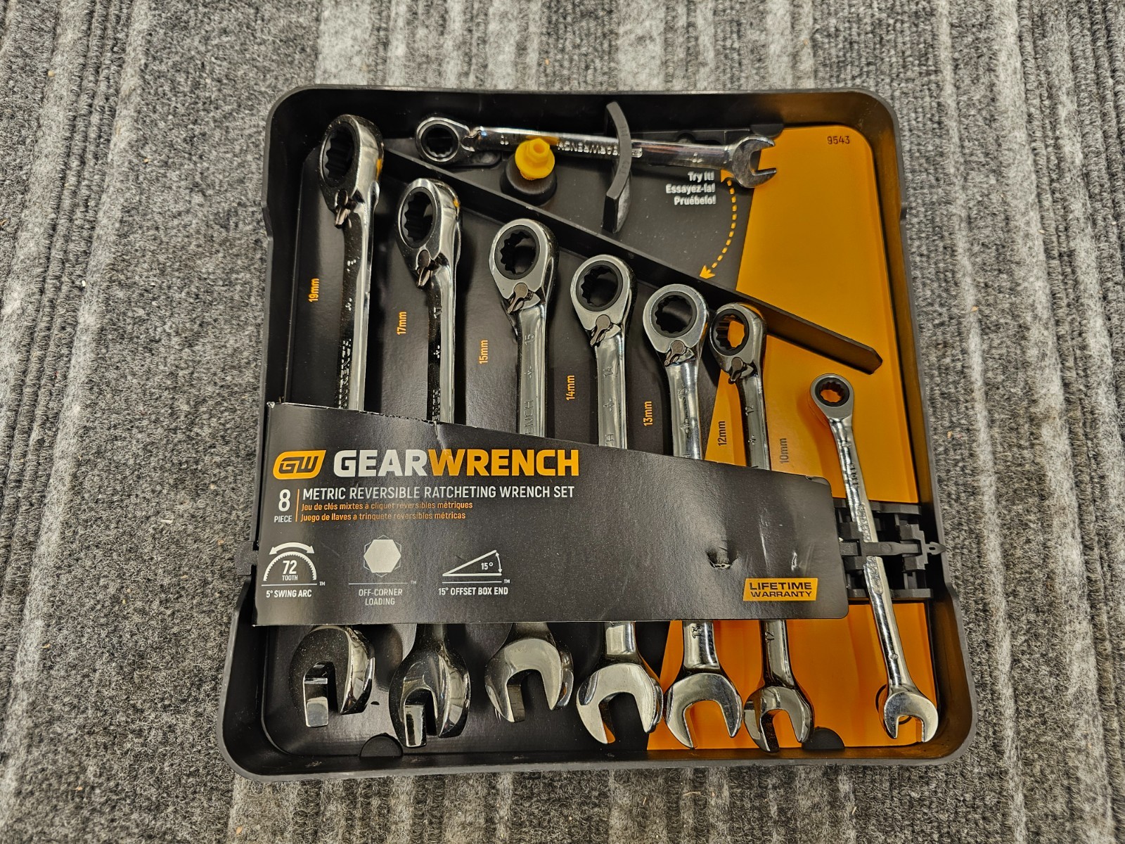 GearWrench 9543 8pc Reversible Ratcheting Combination Wrench Assembly