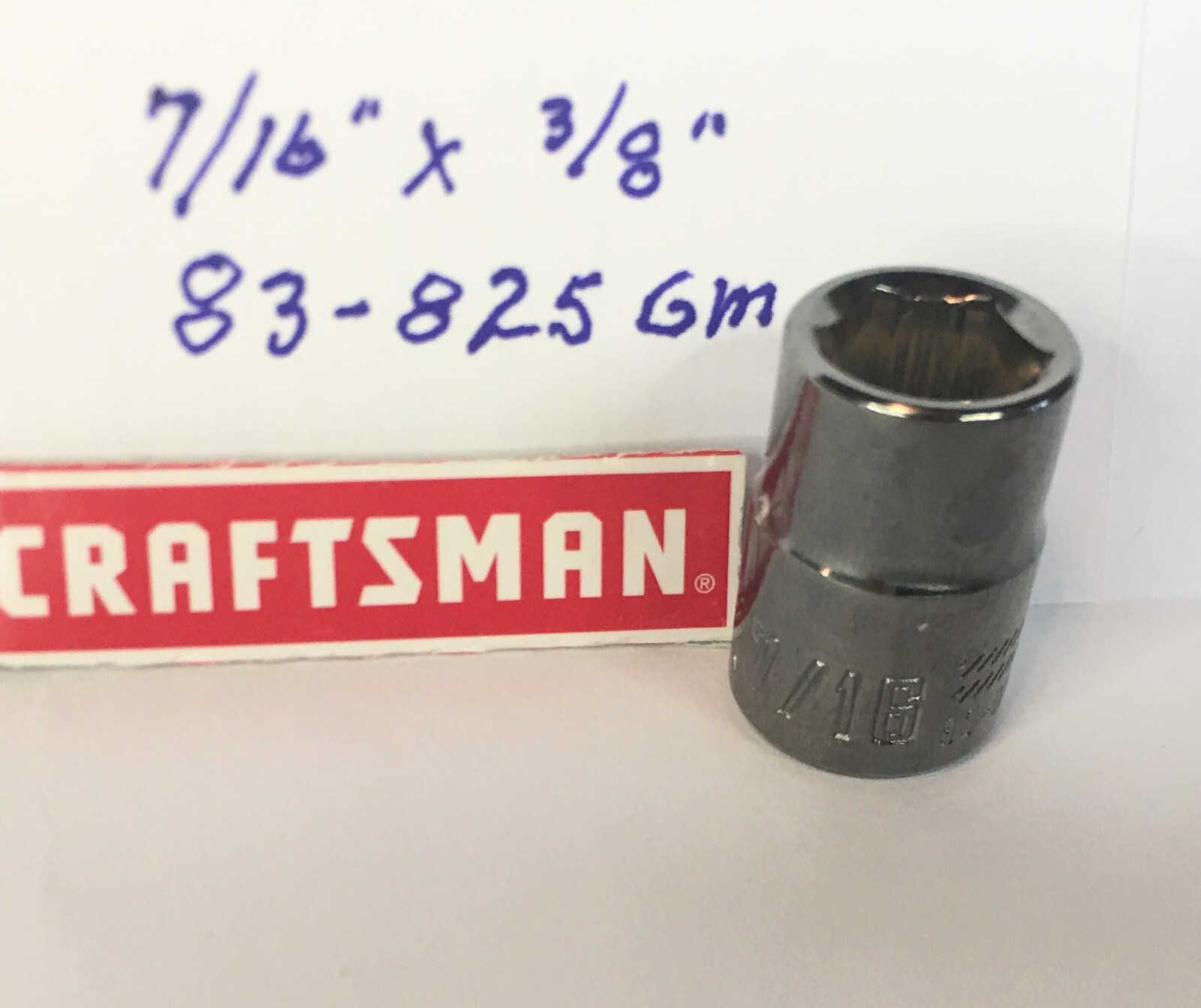 Craftsman  7/16″ x 3/8″ Dr Socket 83-825GM Gunmetal Chrome 6 Pt Free Shipping