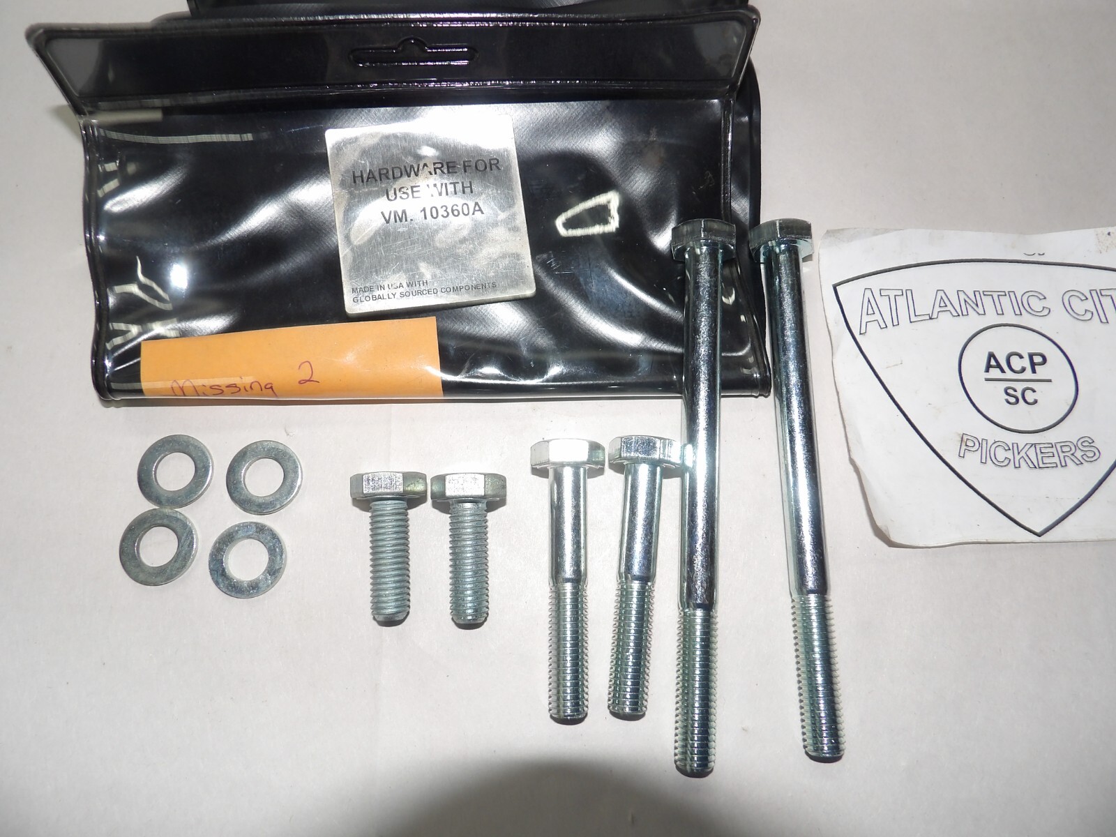 Hardware Only for V.M. 10360A Engine Lifting Brackets-Sold As Shown