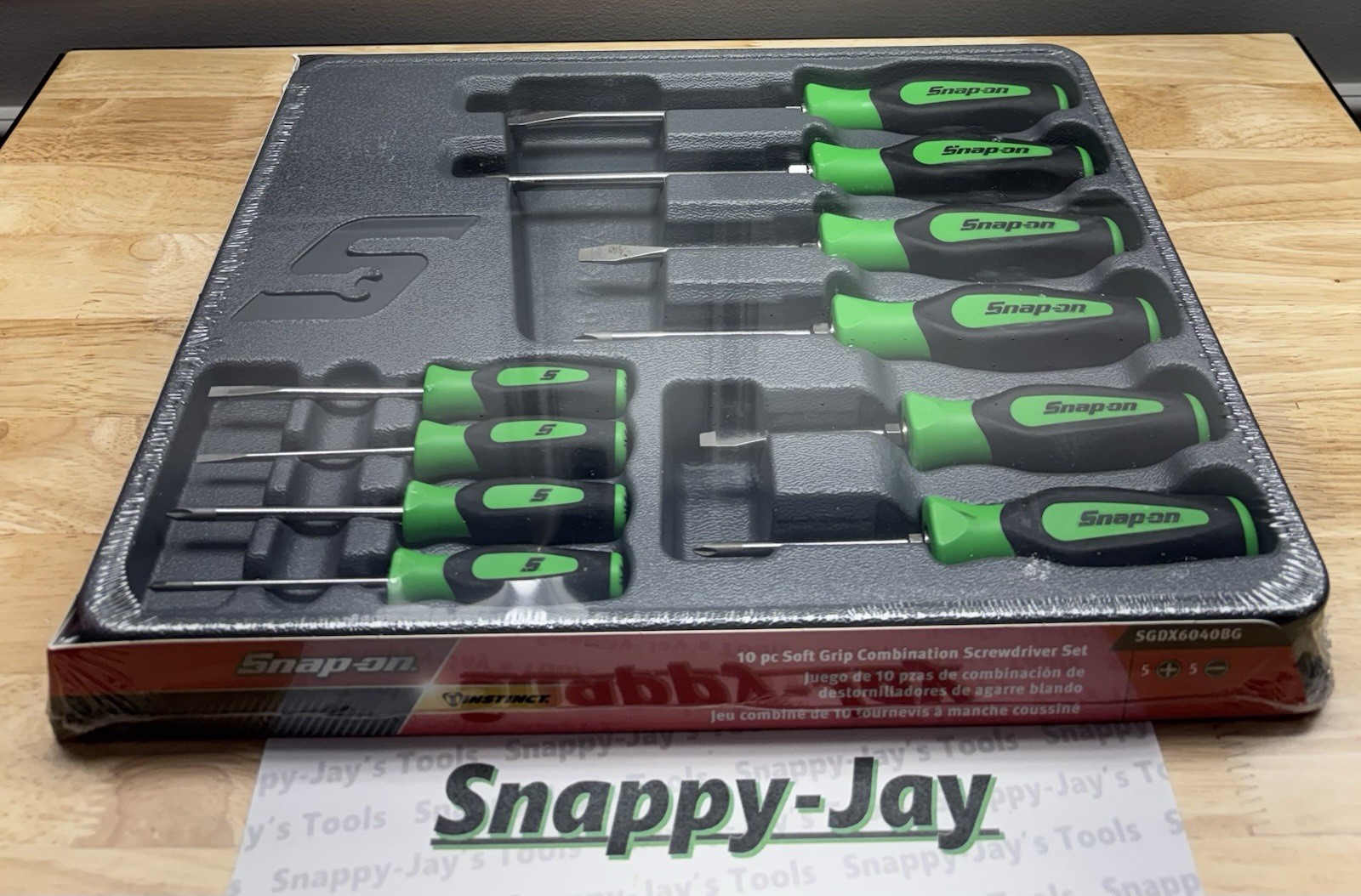 Snap-on Tools USA NEW 10pc GREEN Phillips & Flat Head Screwdriver Set SGDX6040BG