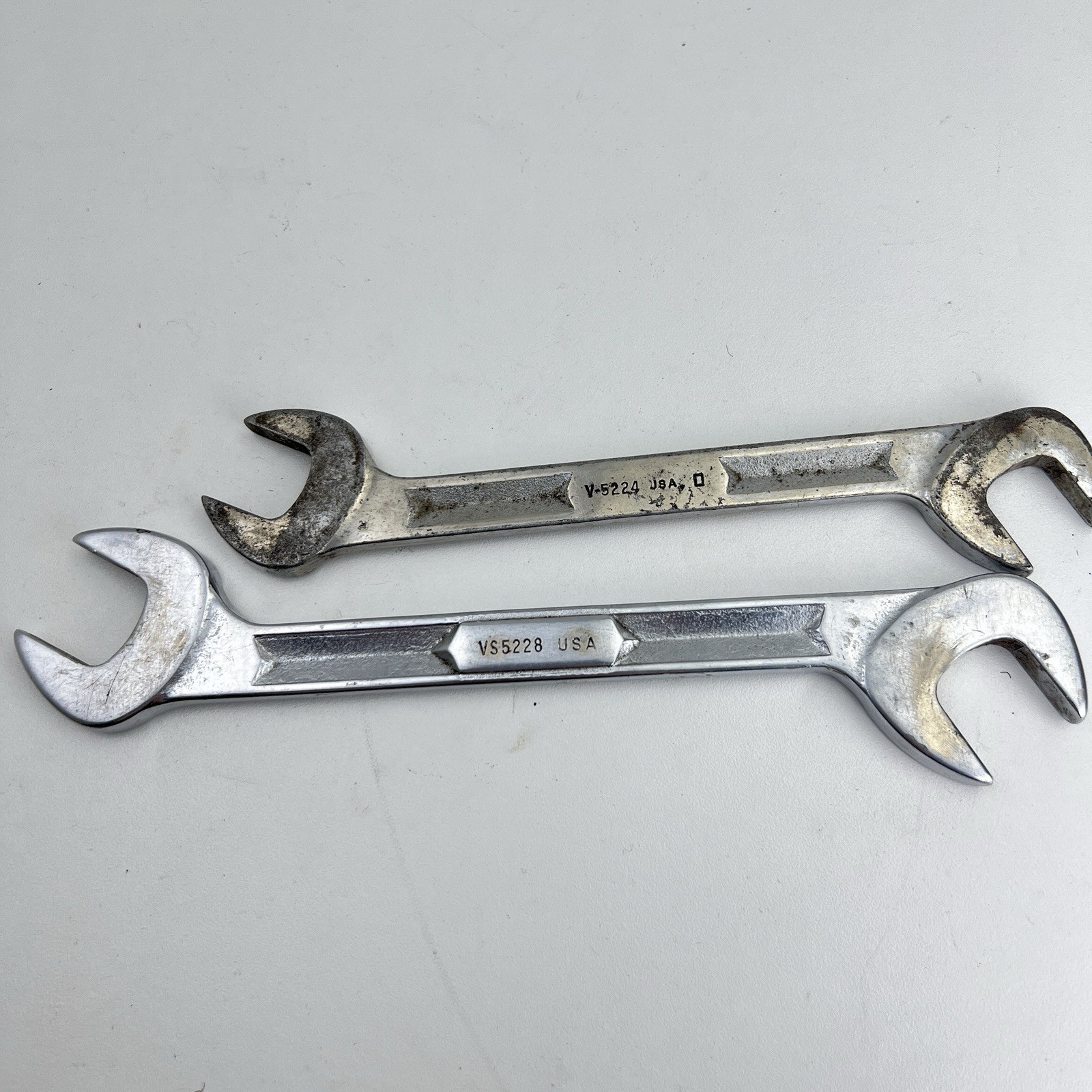 2 Snap-On SAE 4-Way Angle Head Open-End Wrenches 3/4 & 7/8 VS5224 & VS5228