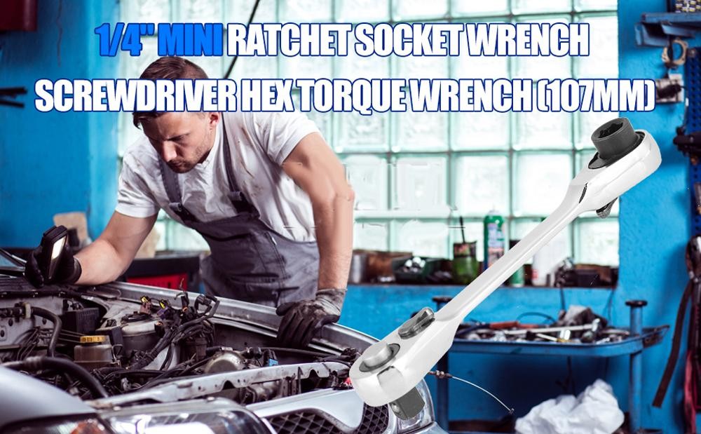 Mini Ratchet Wrench Double Ended Quick Socket Screwdriver Hex Torque Tool Hand
