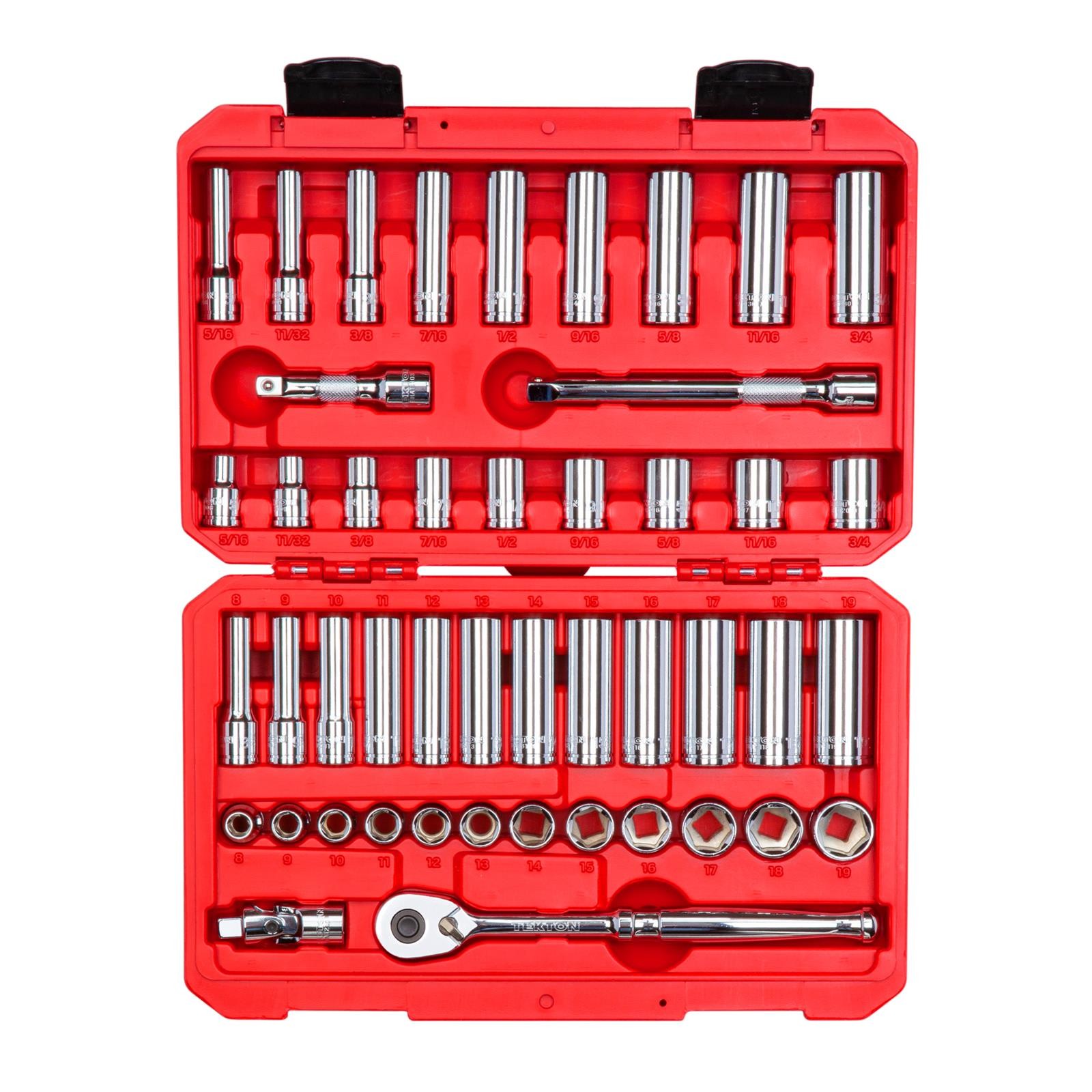 Tekton SKT15301 3/8″ Drive 6-Point Socket/Ratchet Set, 46-Piece