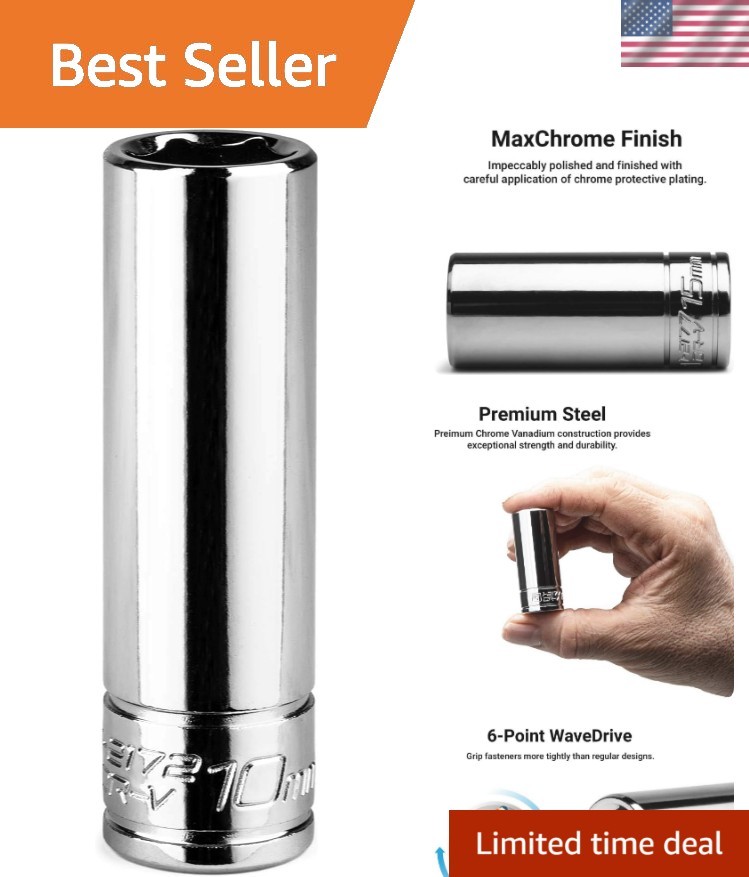 Durable 10mm Deep Socket, 1/4inch Drive – Chrome Vanadium with SmartKrome Finish