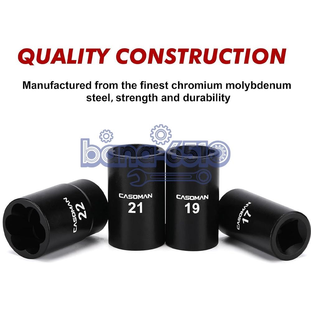 5Pcs Twist Socket 1/2” Drive For Wheel Lug Nut Damaged Removal and Extractor US