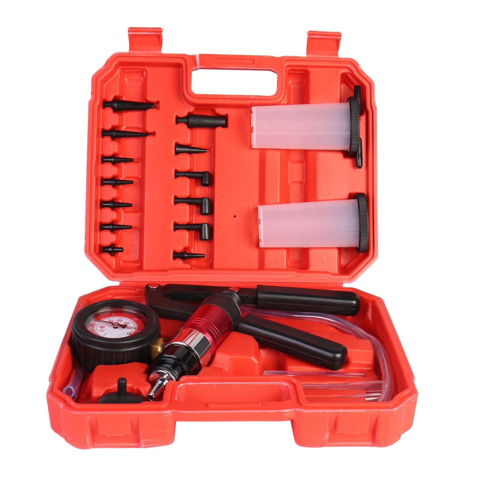 Universal Hand Held Vacuum Pressure Pump Tester Adapters Storage Reservoir Tool