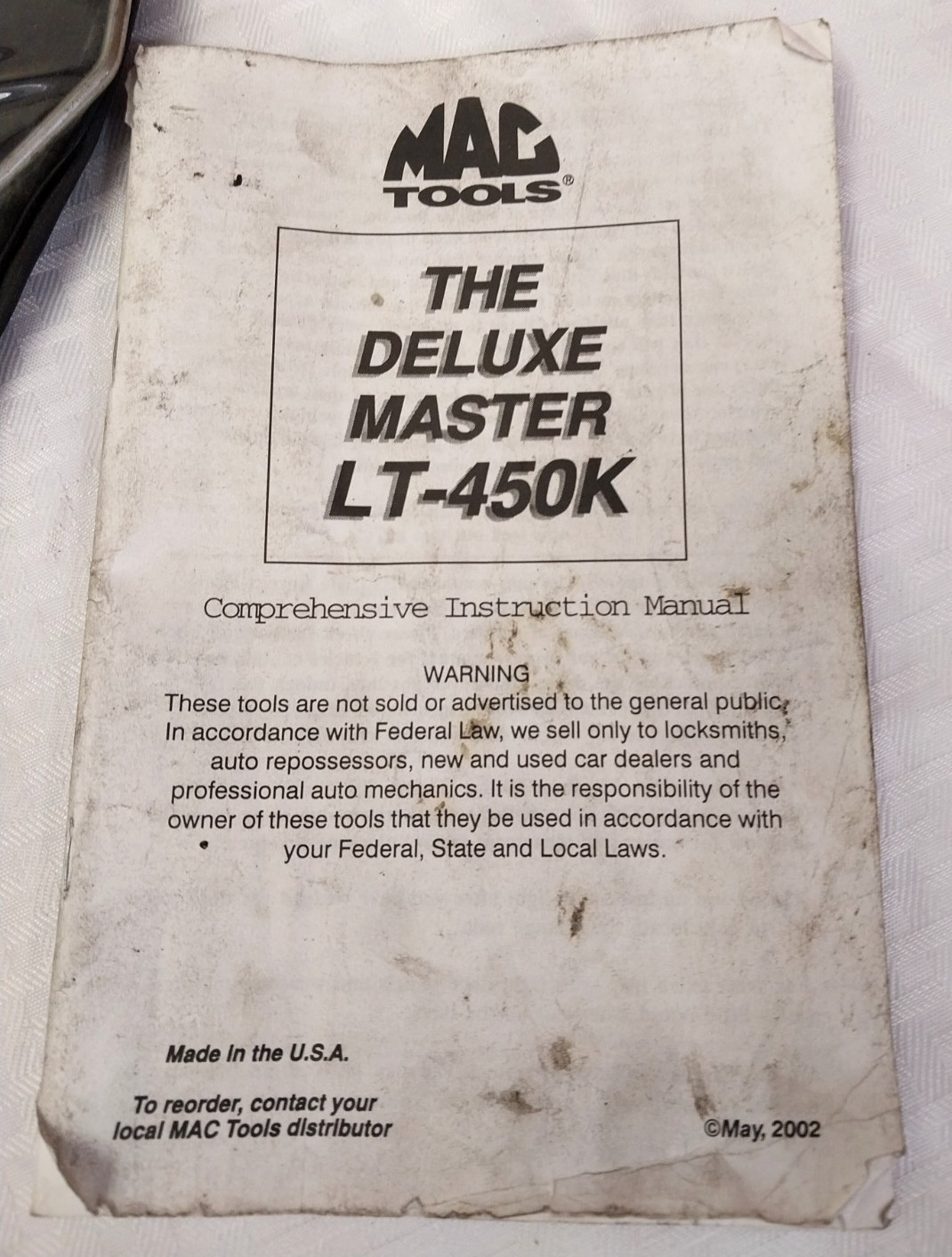 MAC Tools LT450K The Deluxe Master Lock Kit, Original Bag and Instructions
