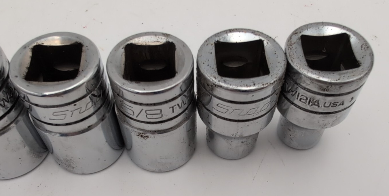 Snap-On Tools USA 5pc Large SAE Socket Set Lot, 1/2″ Drive