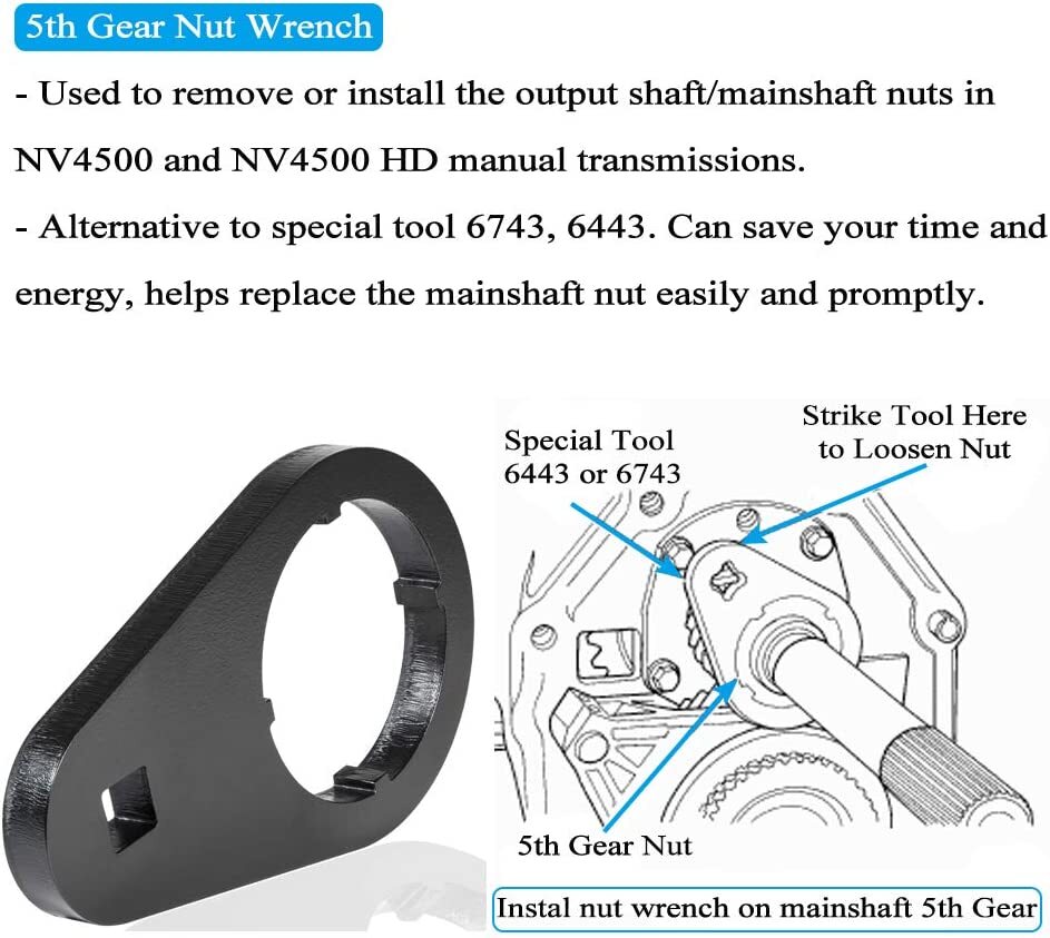 5th Gear Lock Nut Retainer Kit 1/2″ 5th Gear Nut Wrench forDodge Cummins