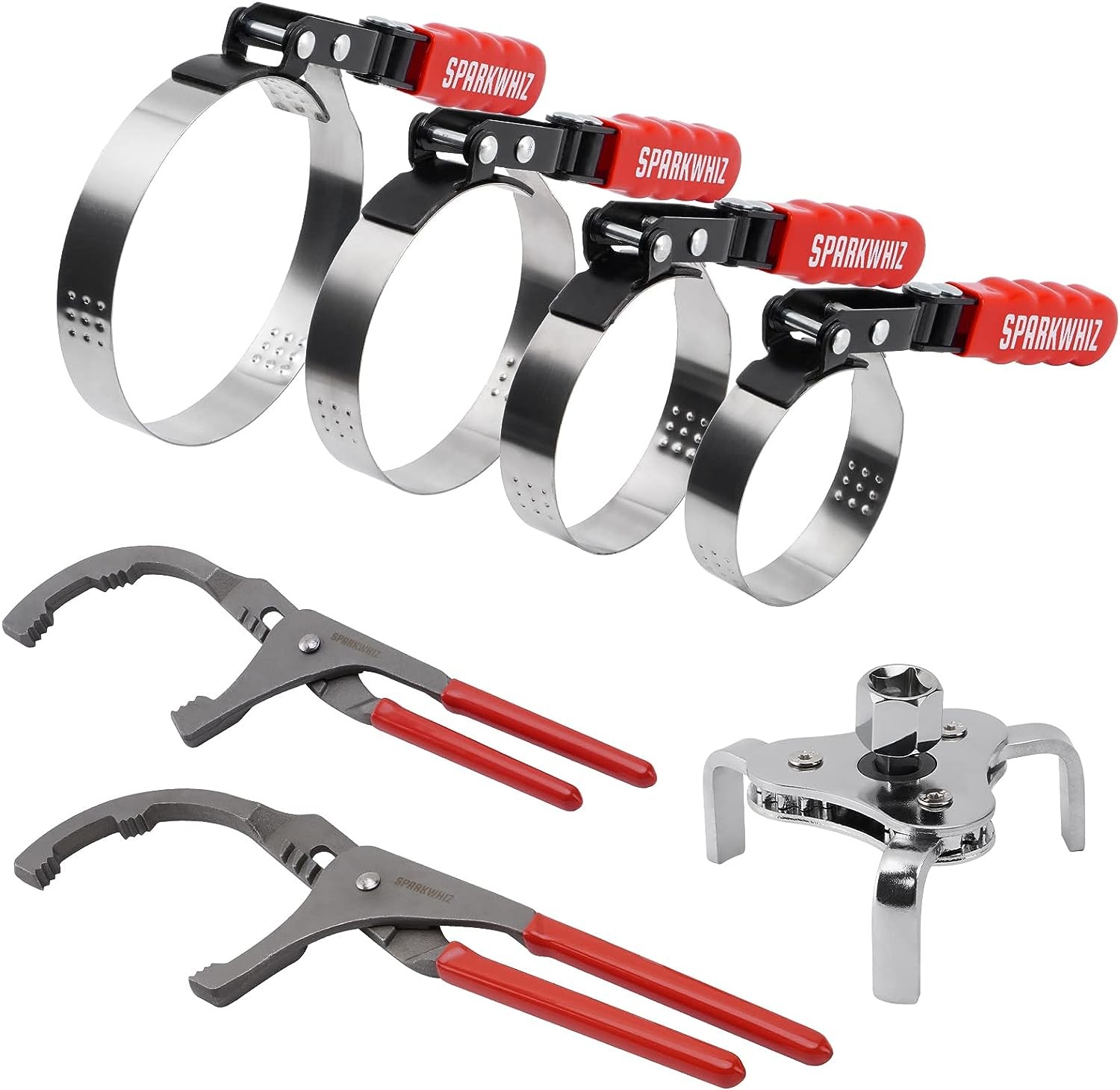 7pcs Swivel Oil Filter Wrench Removal Tool 2-3/4″ – 5-1/4″, 9″ 12″ Filter Plier